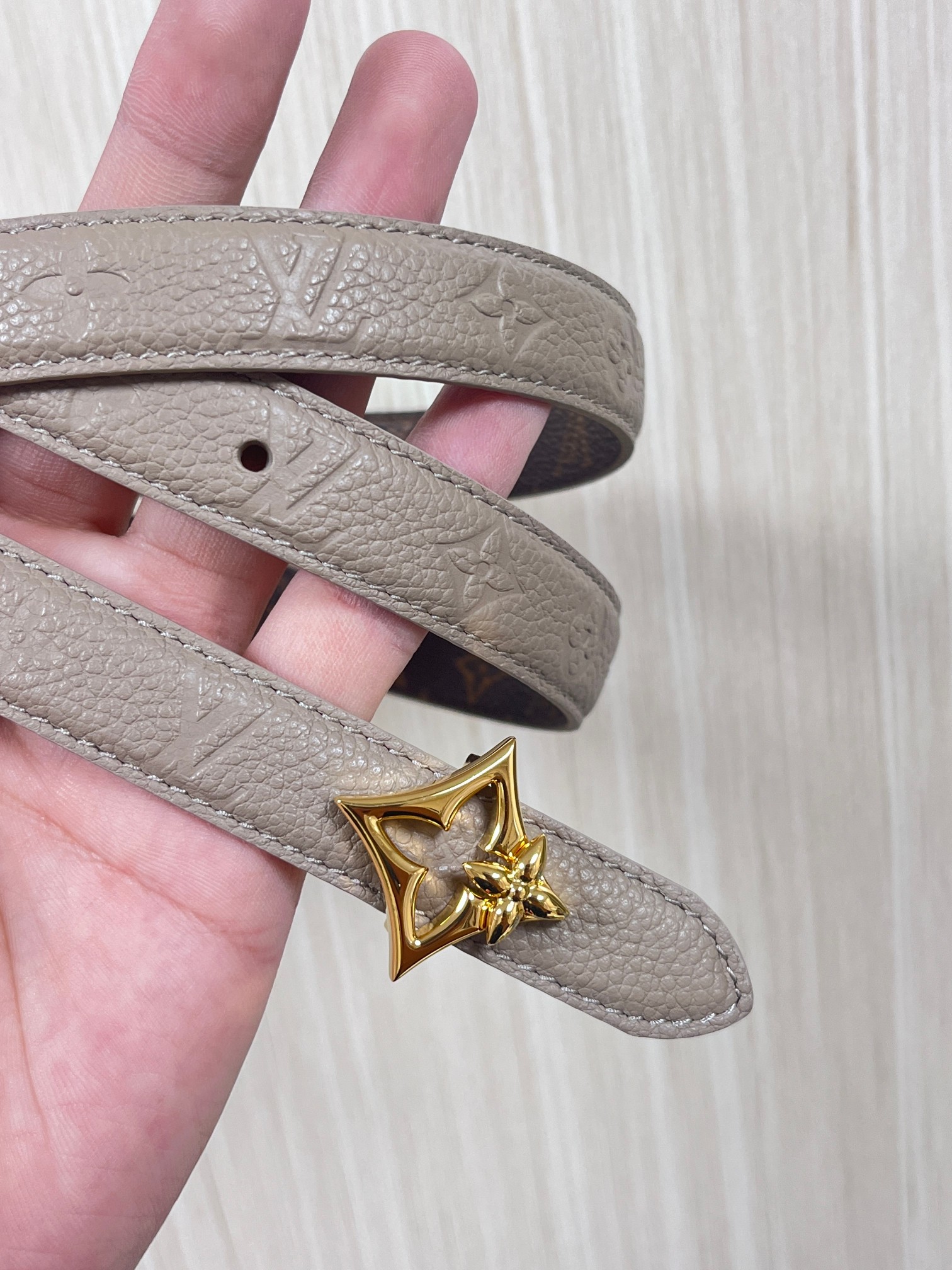Female Basic Belt Cow Leather Gray