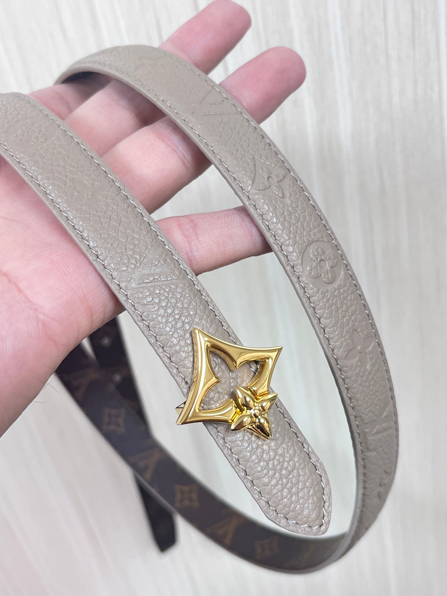 Female Basic Belt Cow Leather Gray