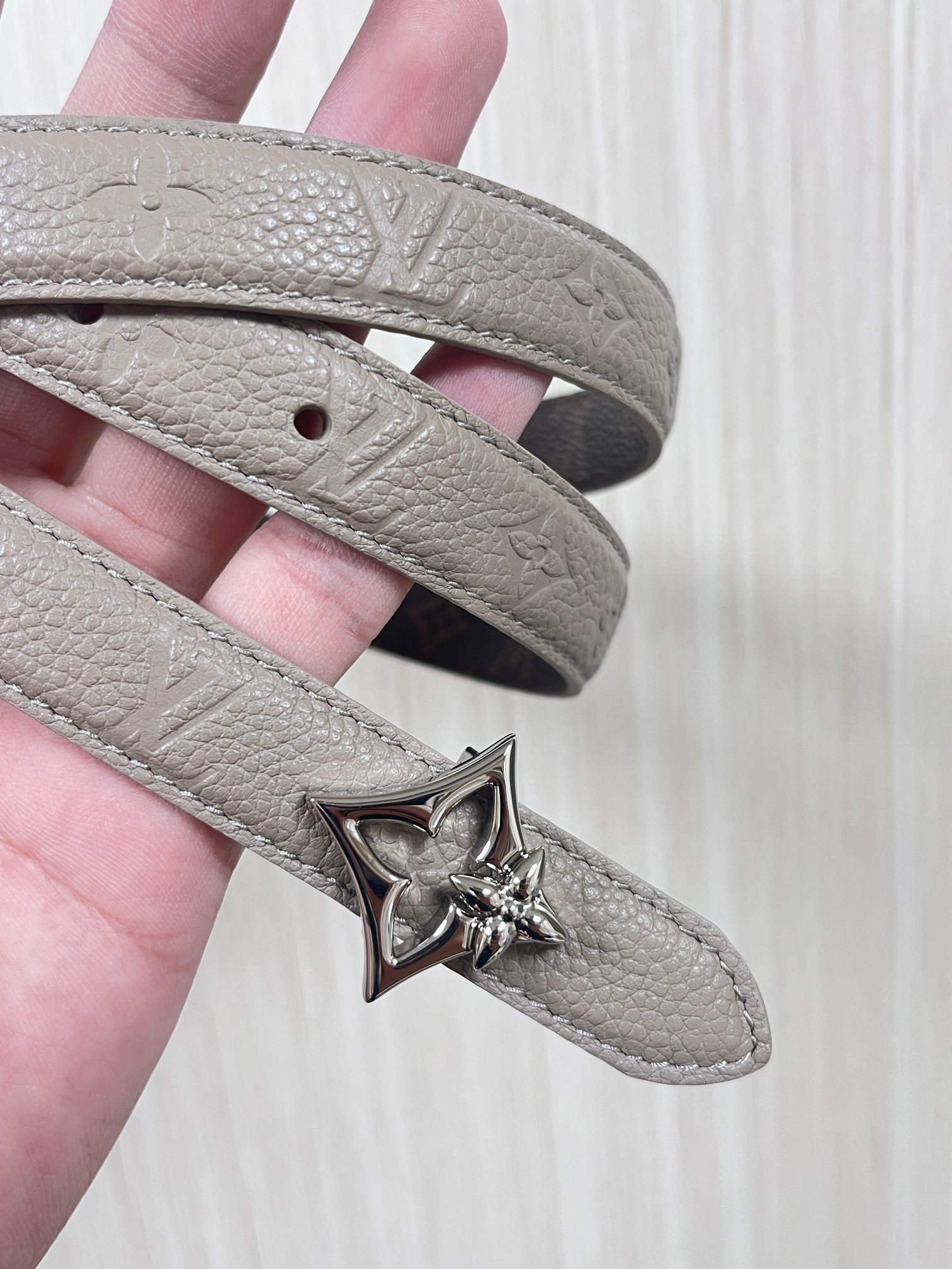 Female Basic Belt Cow Leather Gray