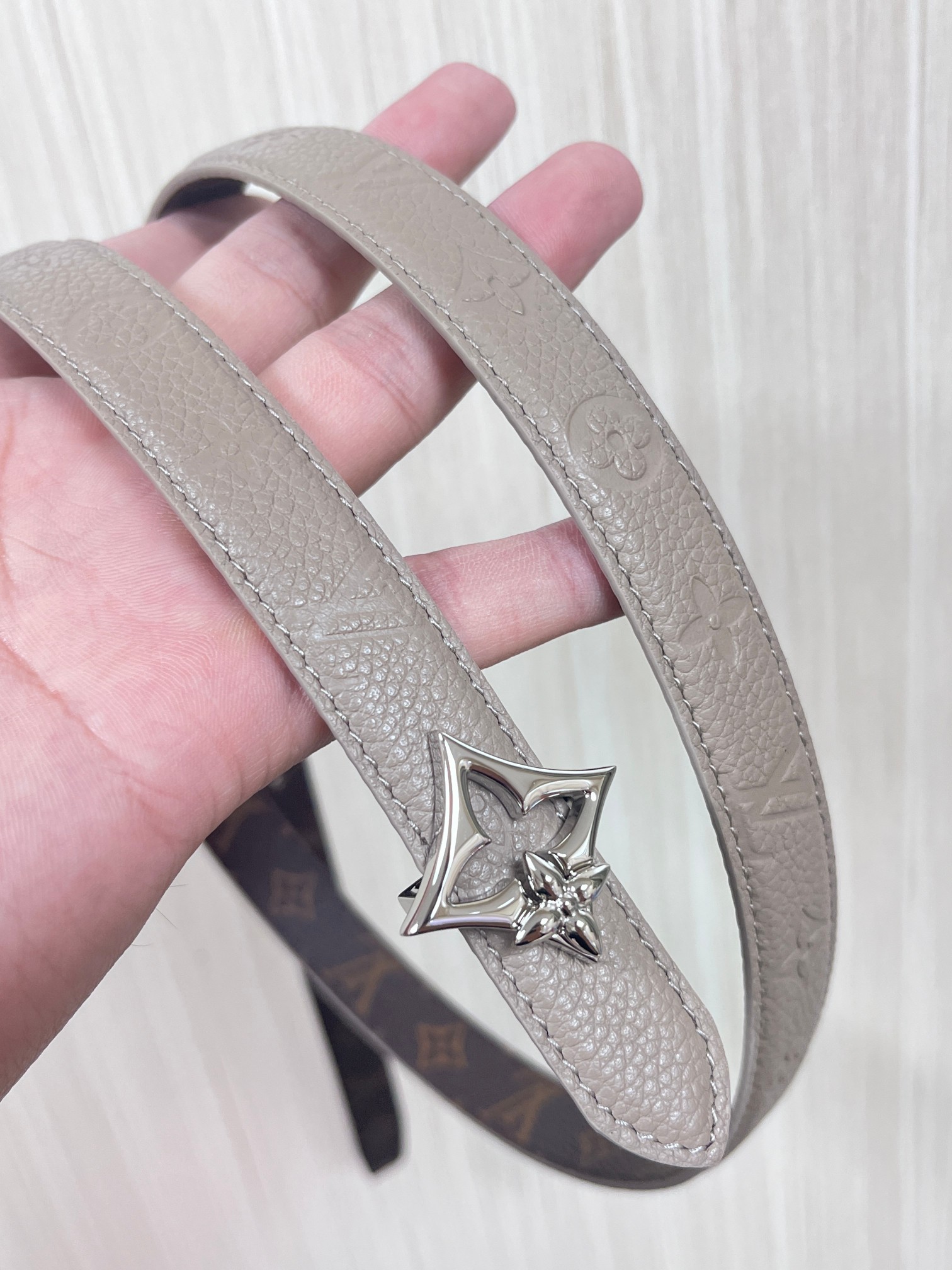 Female Basic Belt Cow Leather Gray