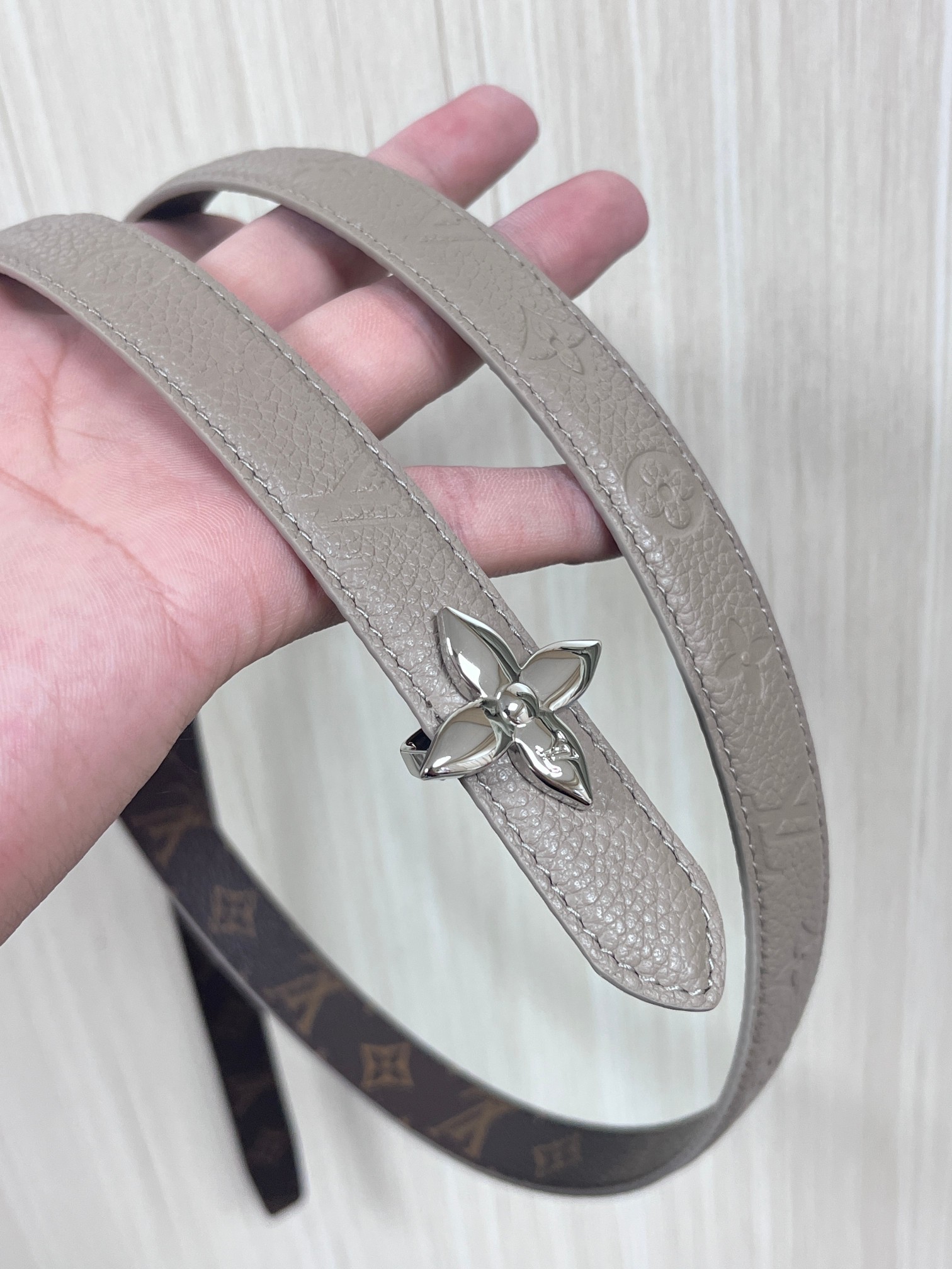 Female Basic Belt Cow Leather Gray