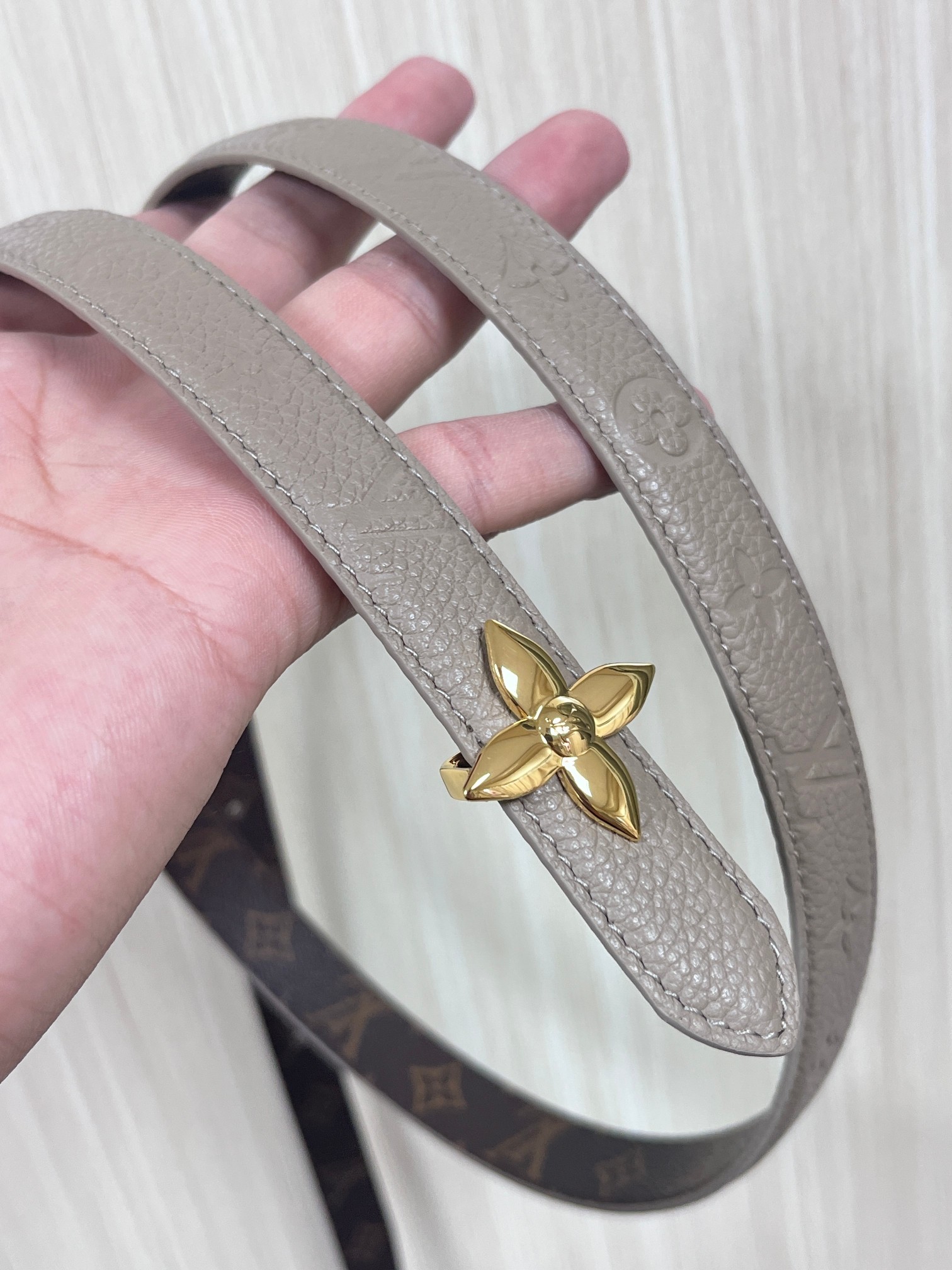 Female Basic Belt Cow Leather Gray