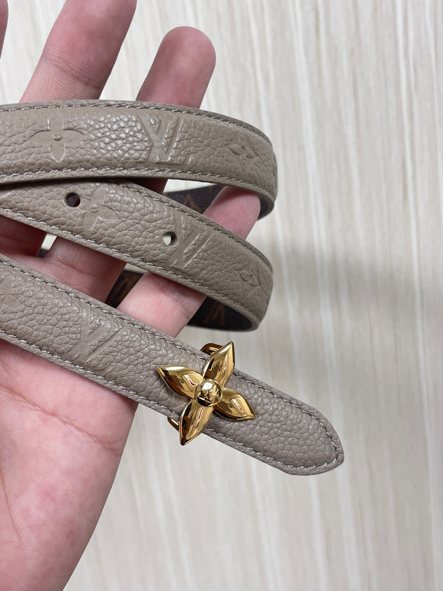 Female Basic Belt Cow Leather Gray