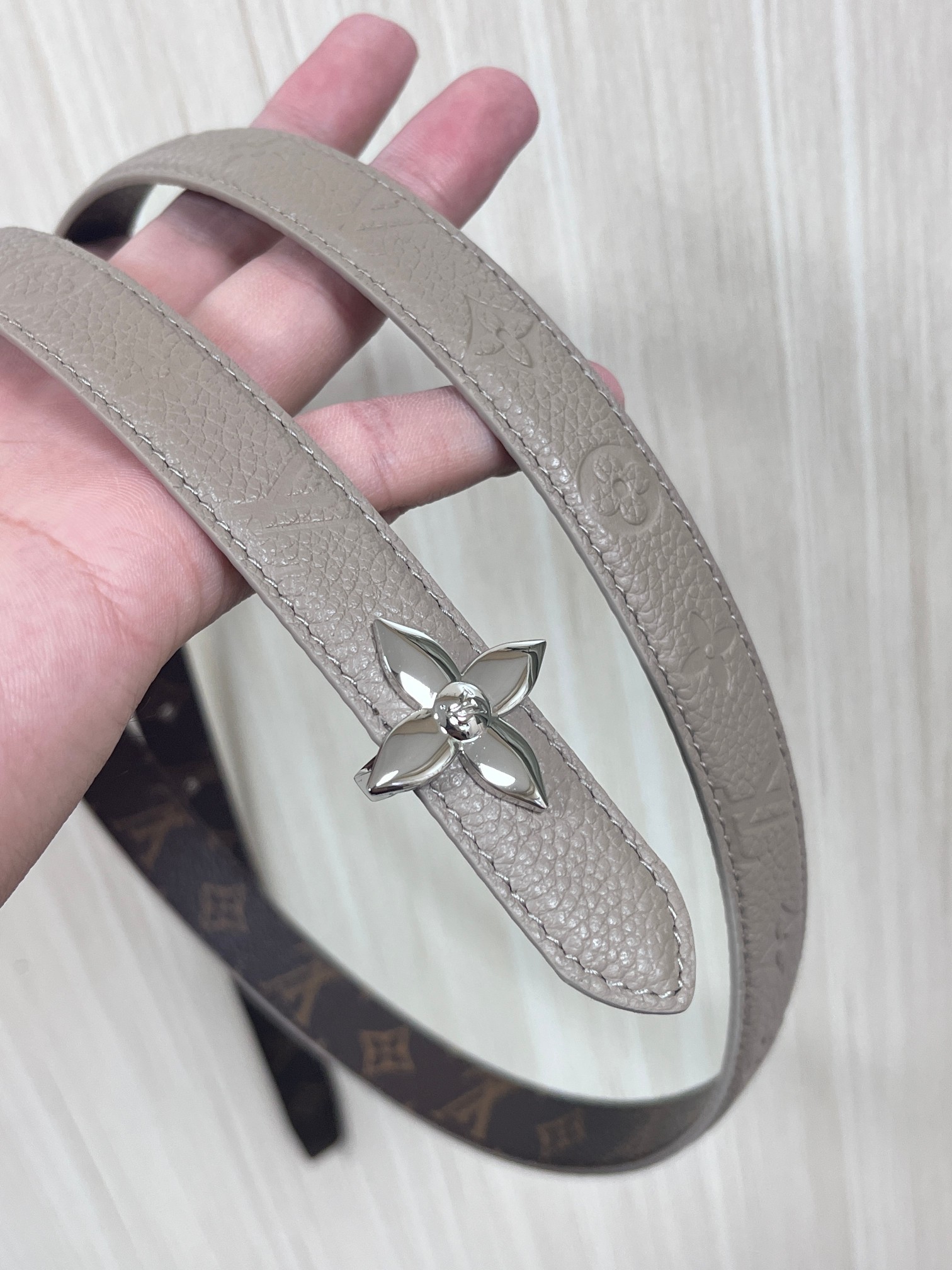 Female Basic Belt Cow Leather Gray