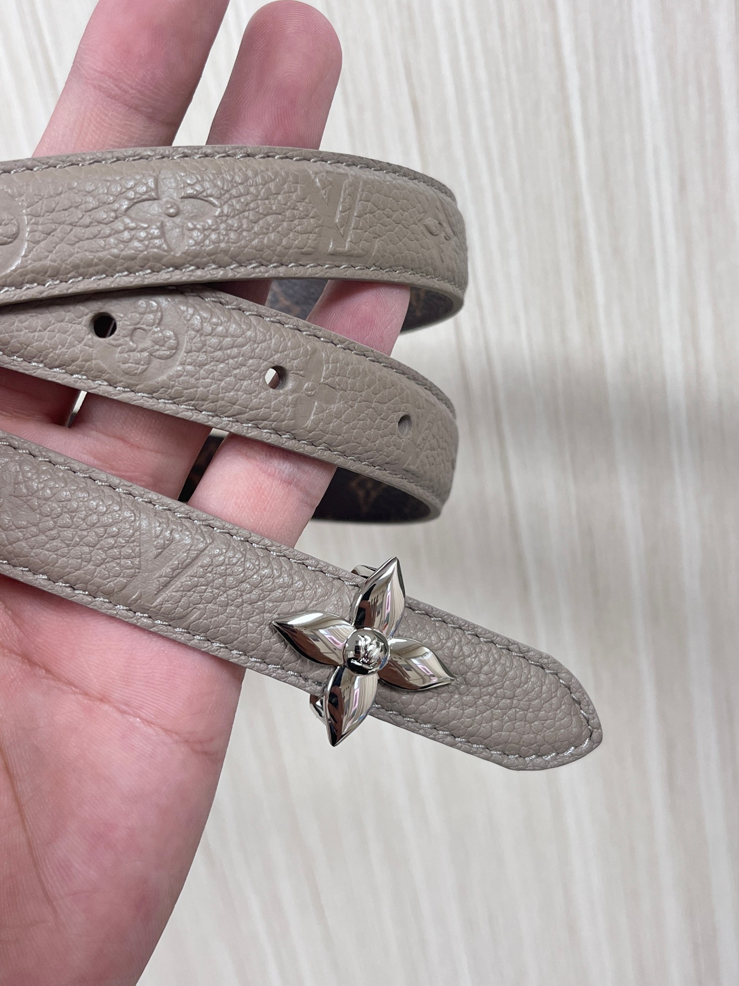 Female Basic Belt Cow Leather Gray