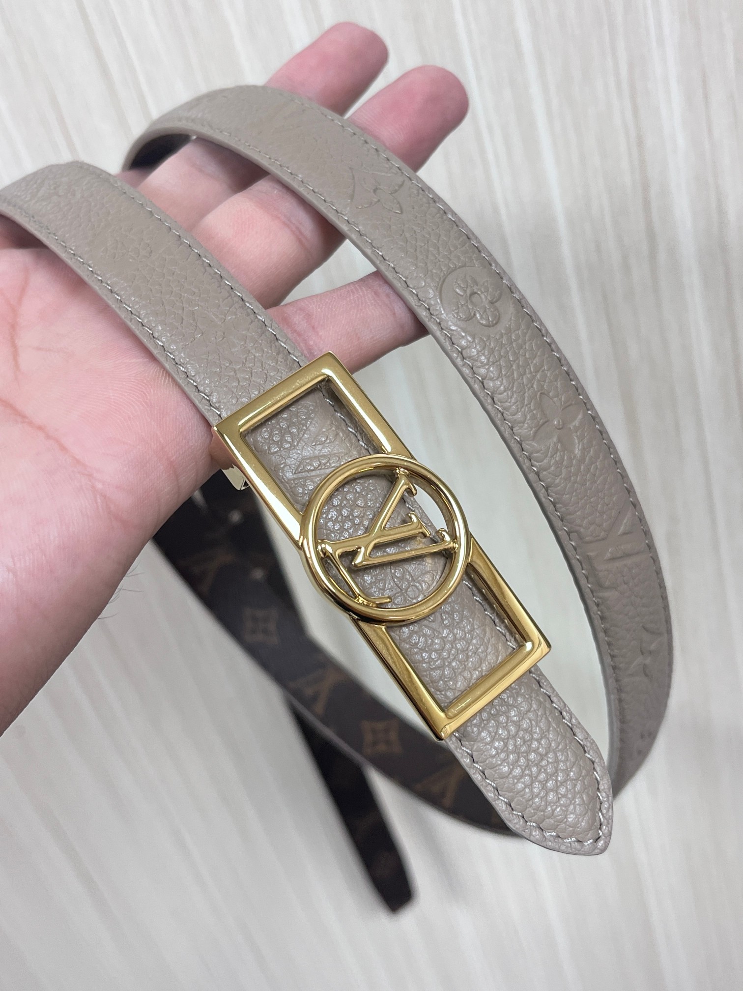 Female Basic Belt Cow Leather Gray