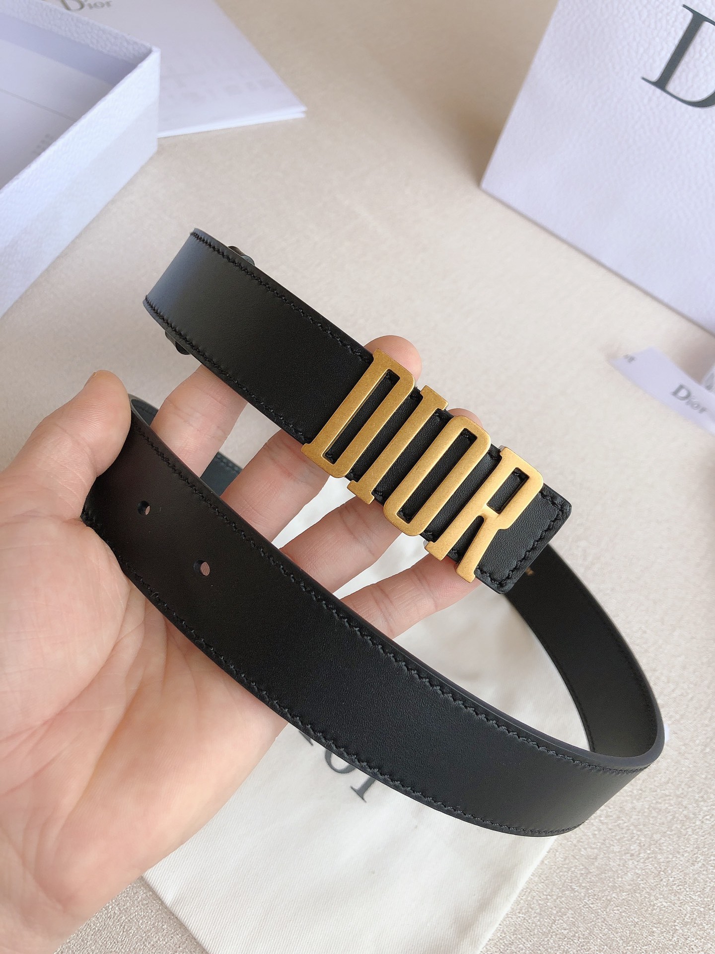 Dior Female Basic Belt Cow Leather Black 20mm-30mm-s-l