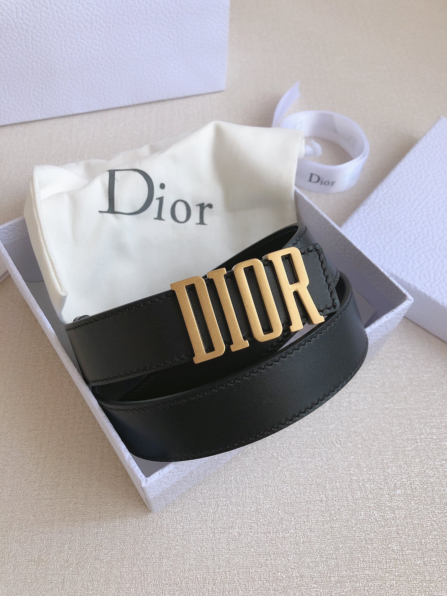 Dior Female Basic Belt Cow Leather Black 20mm-30mm-s-l