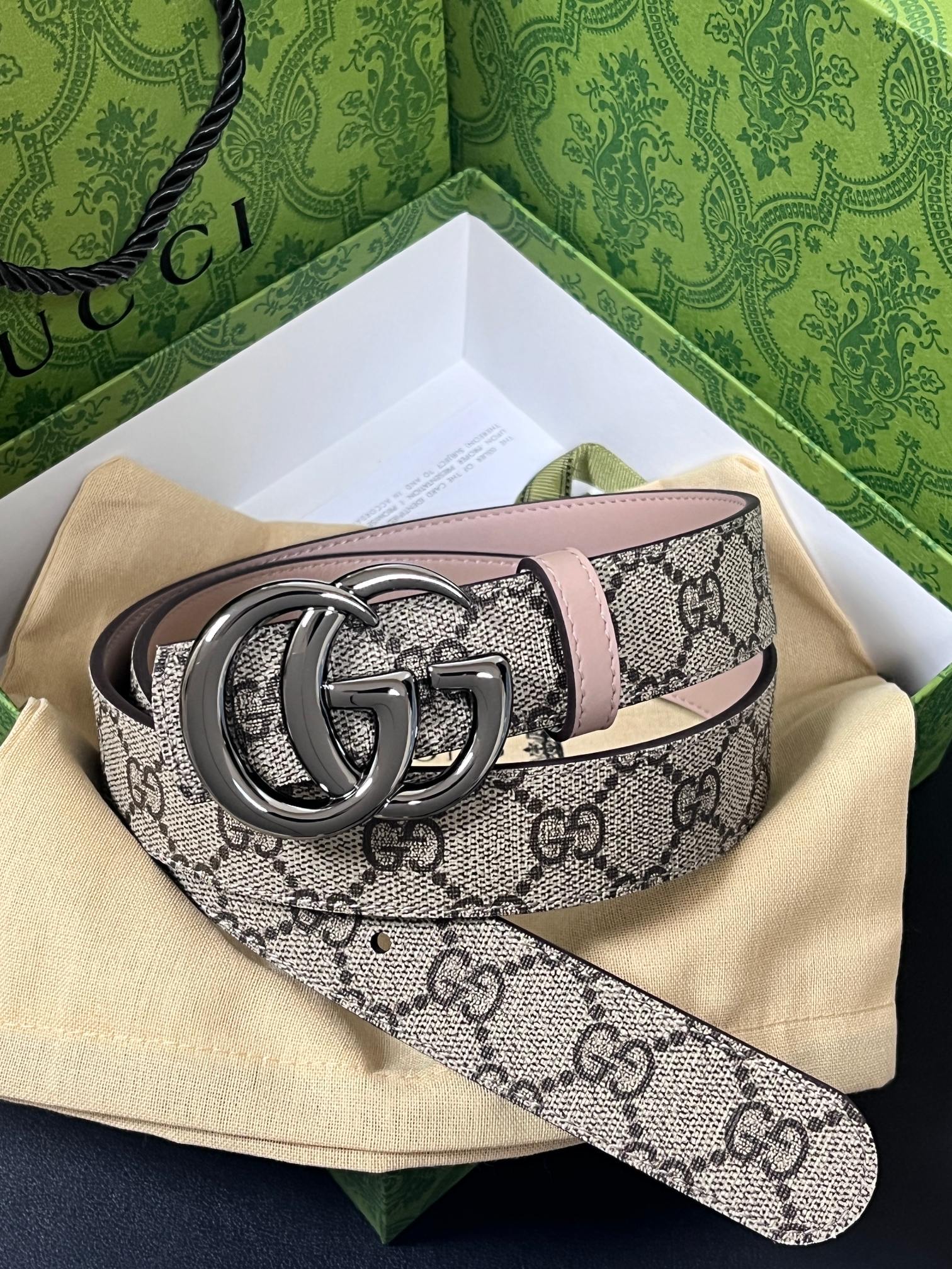 Gucci Female Basic Belt Canvas Brown Narrow Width S-m