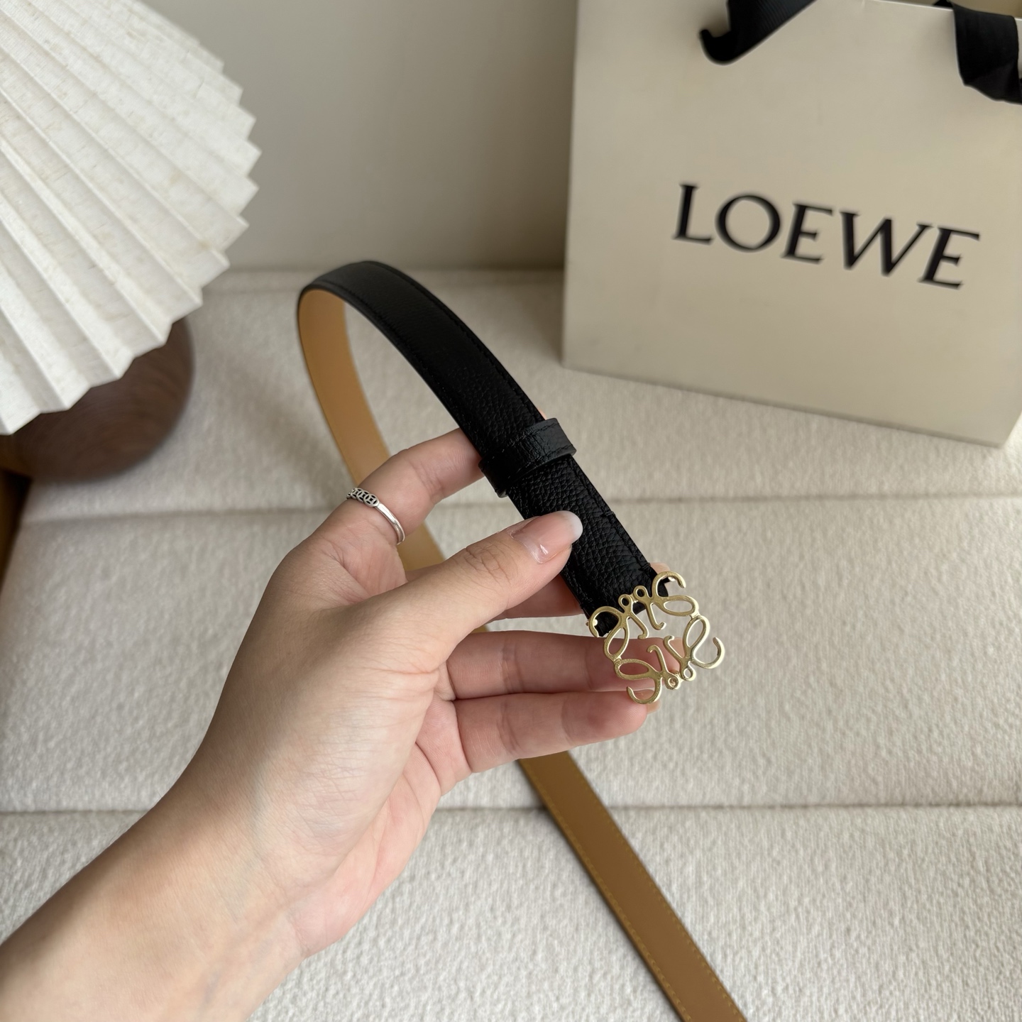 Female Leather Belt Cow Leather Black M-l