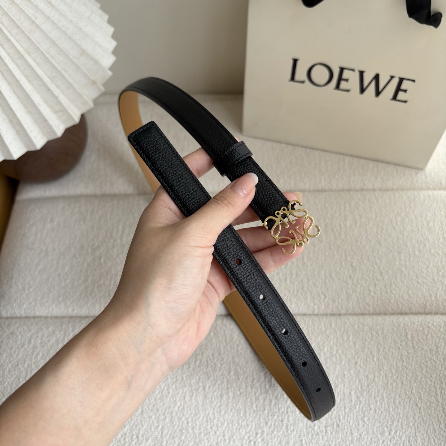 Female Leather Belt Cow Leather Black M-l