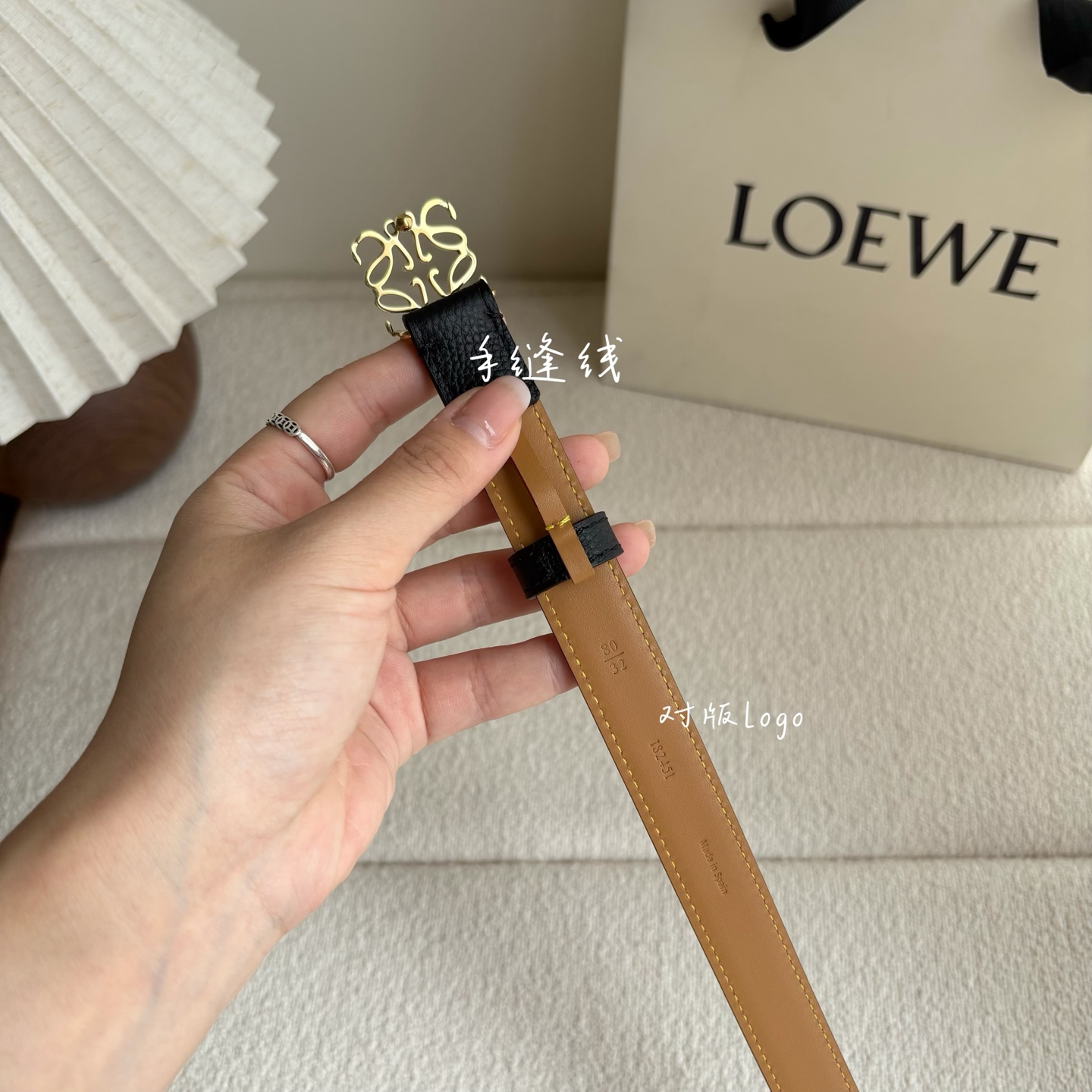 Female Leather Belt Cow Leather Black M-l