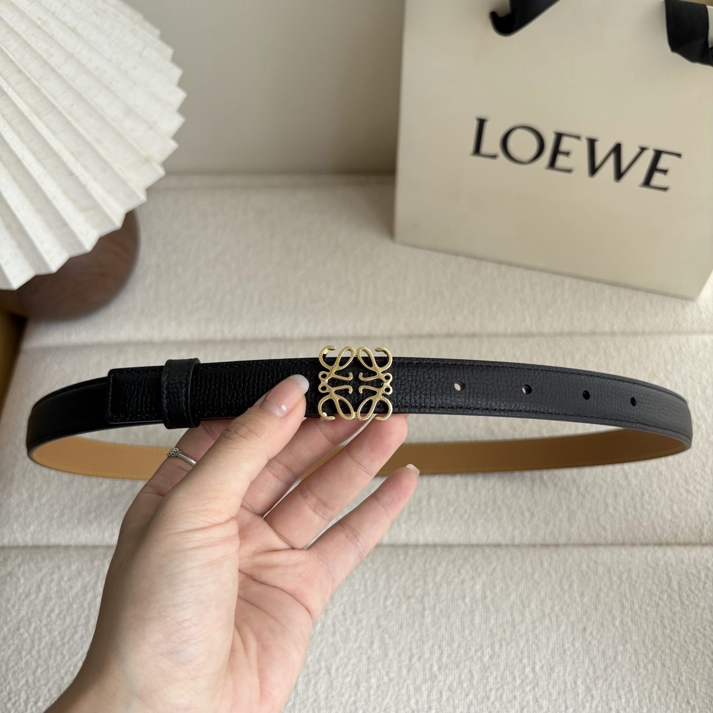 Female Leather Belt Cow Leather Black M-l