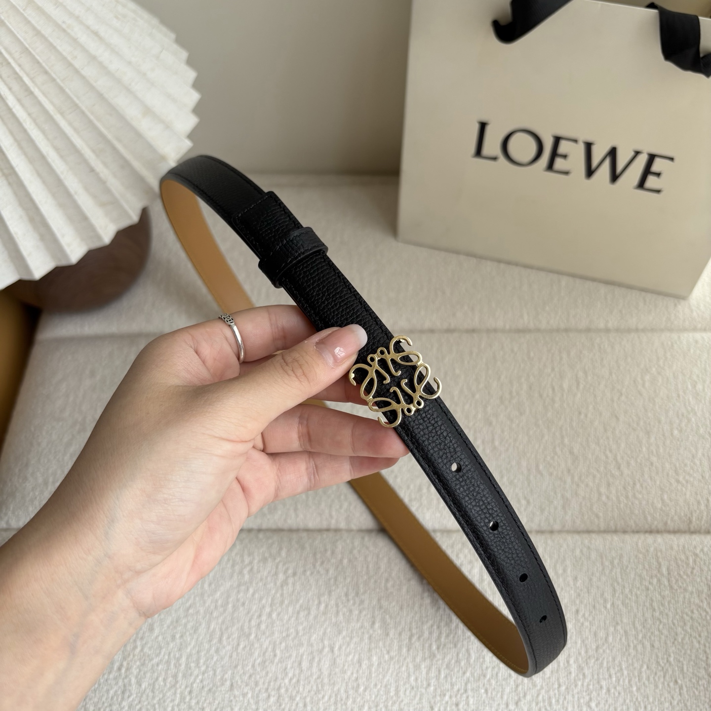 Female Leather Belt Cow Leather Black M-l