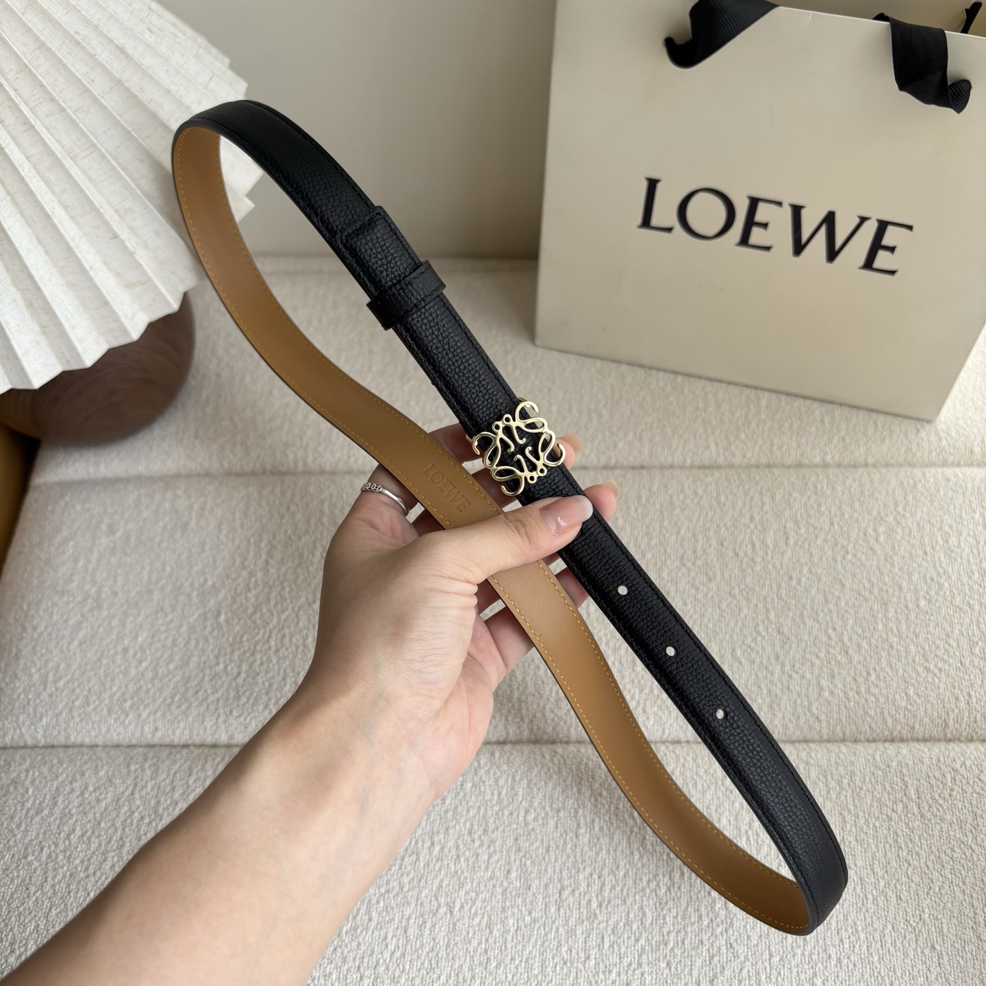 Female Leather Belt Cow Leather Black M-l