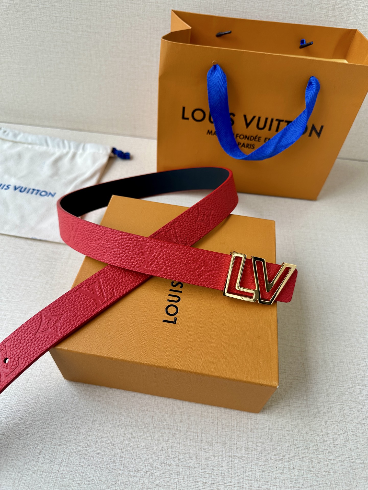 Louis Vuitton Female Leather Belt Top Grain Leather 13514-m-l