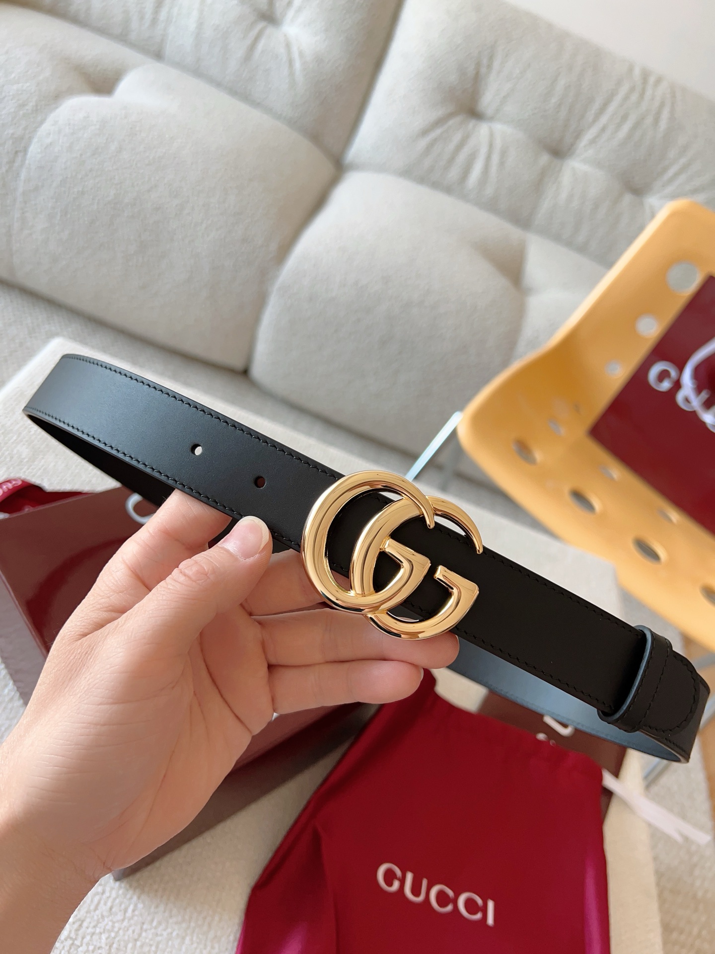 Gucci Female Leather Belt Cow Leather Gold 13514-m