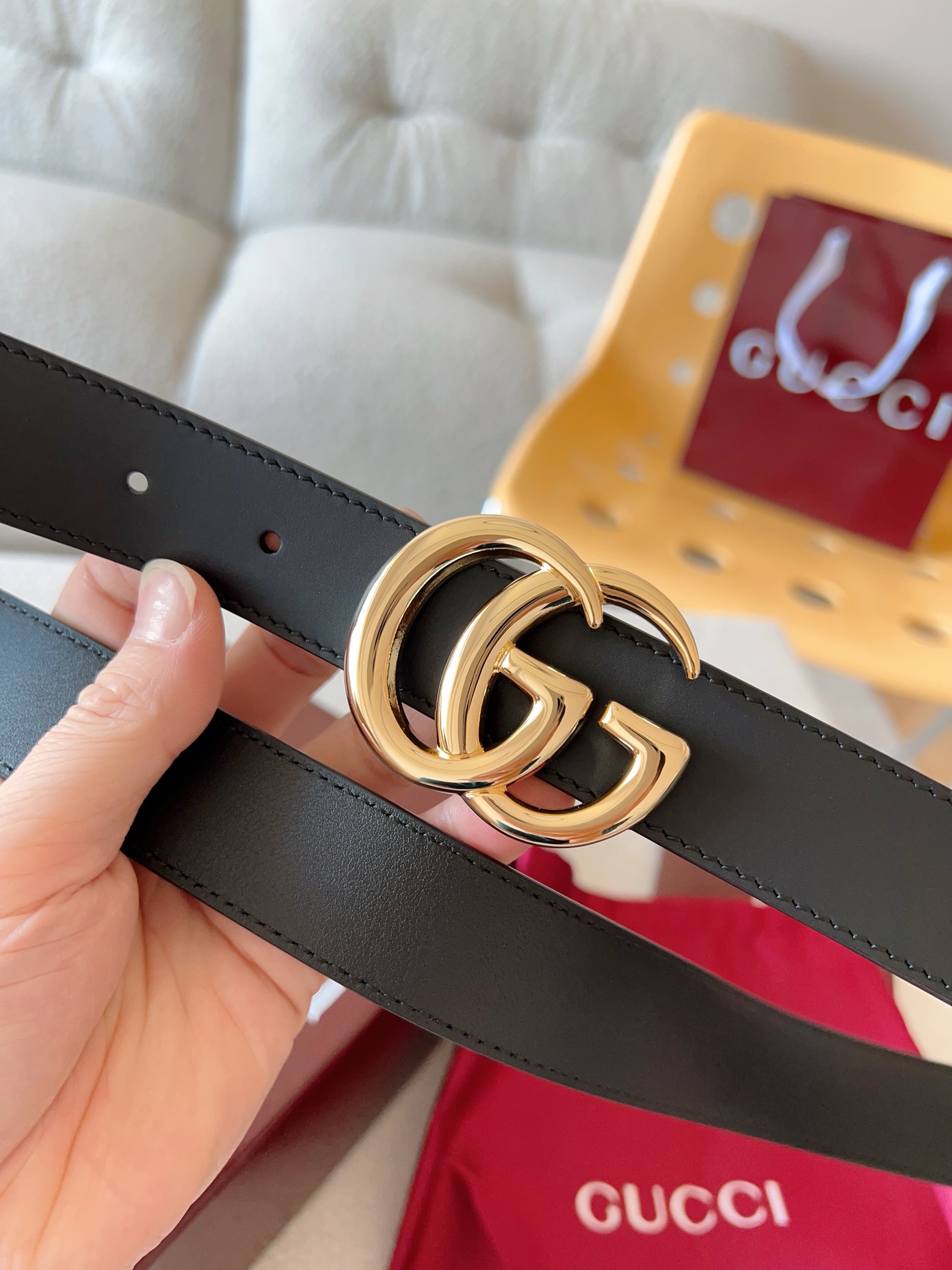 Gucci Female Leather Belt Cow Leather Gold 13514-m