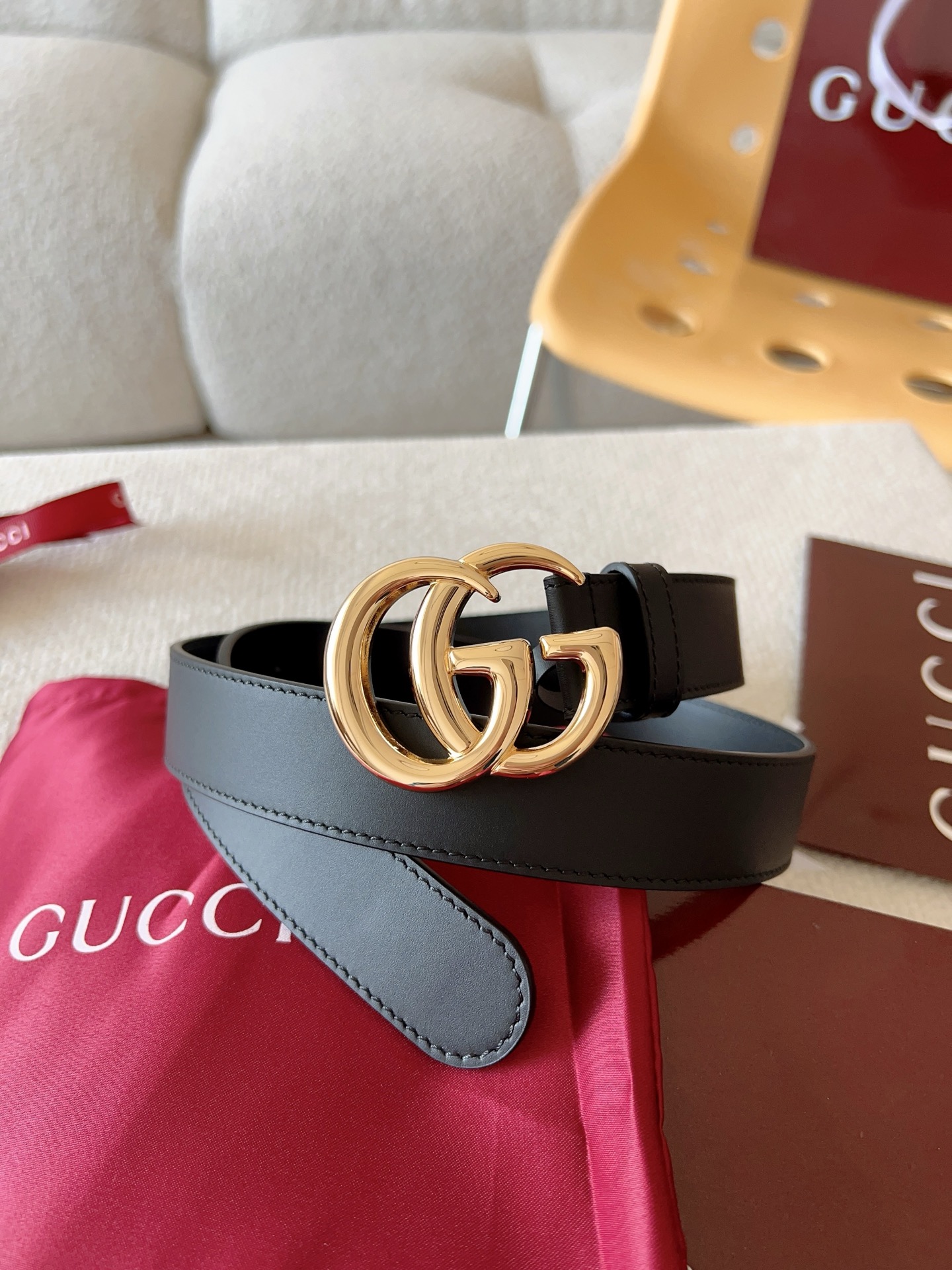 Gucci Female Leather Belt Cow Leather Gold 13514-m