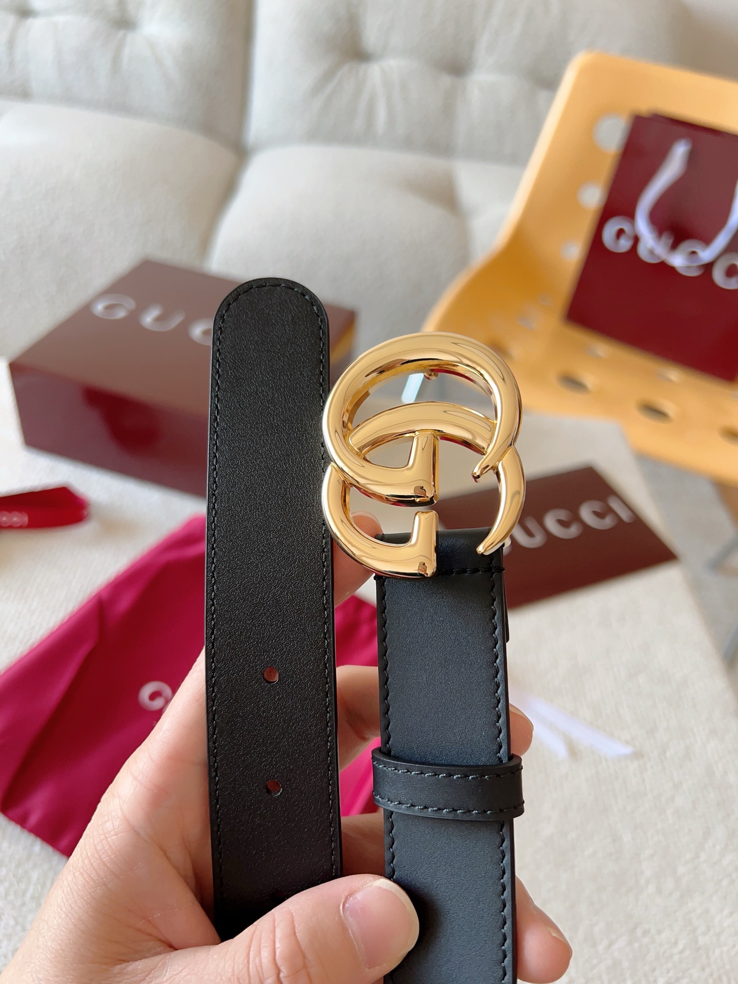 Gucci Female Leather Belt Cow Leather Gold 13514-m