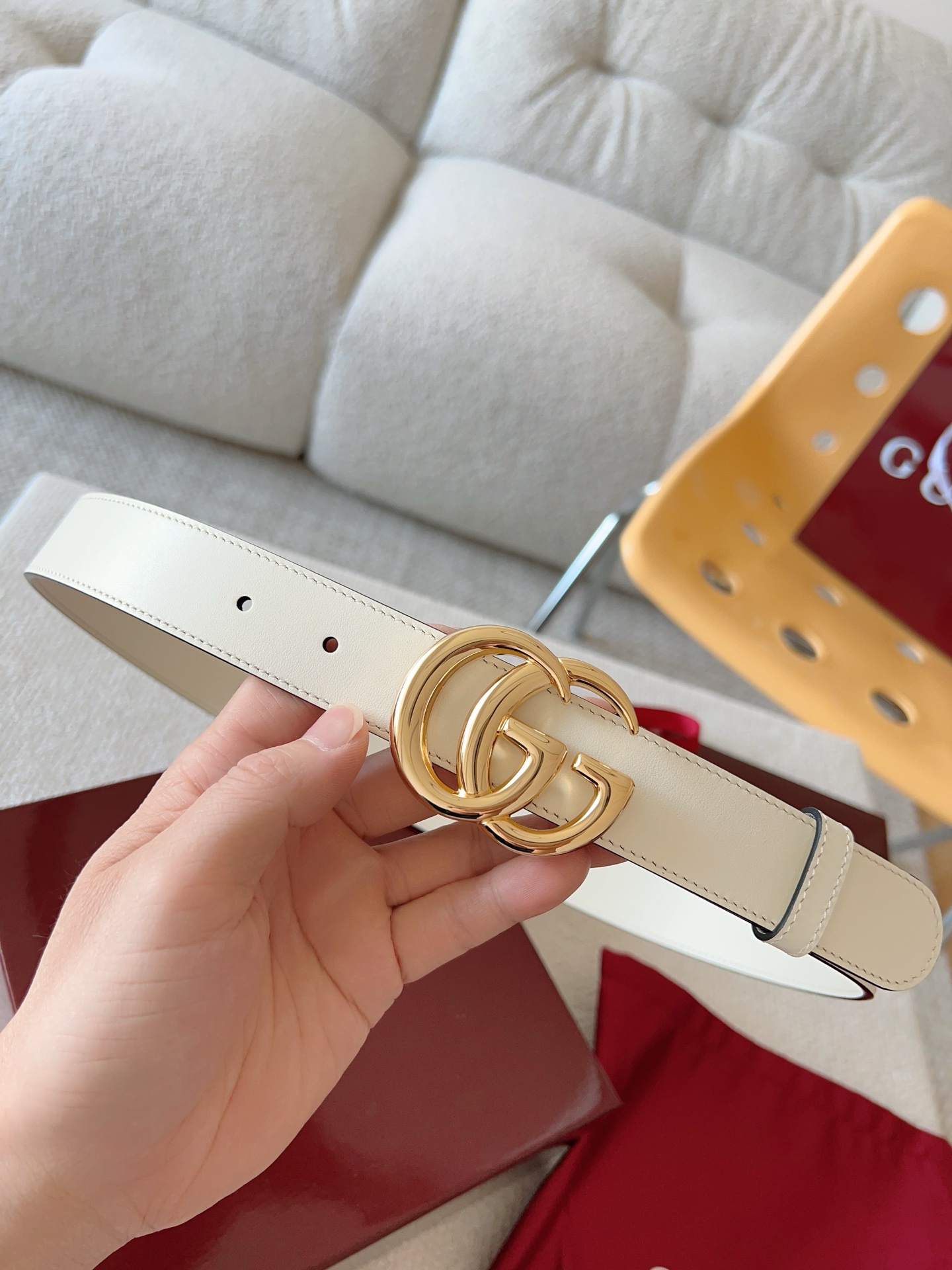 Gucci Female Leather Belt Cow Leather Gold 13514-m