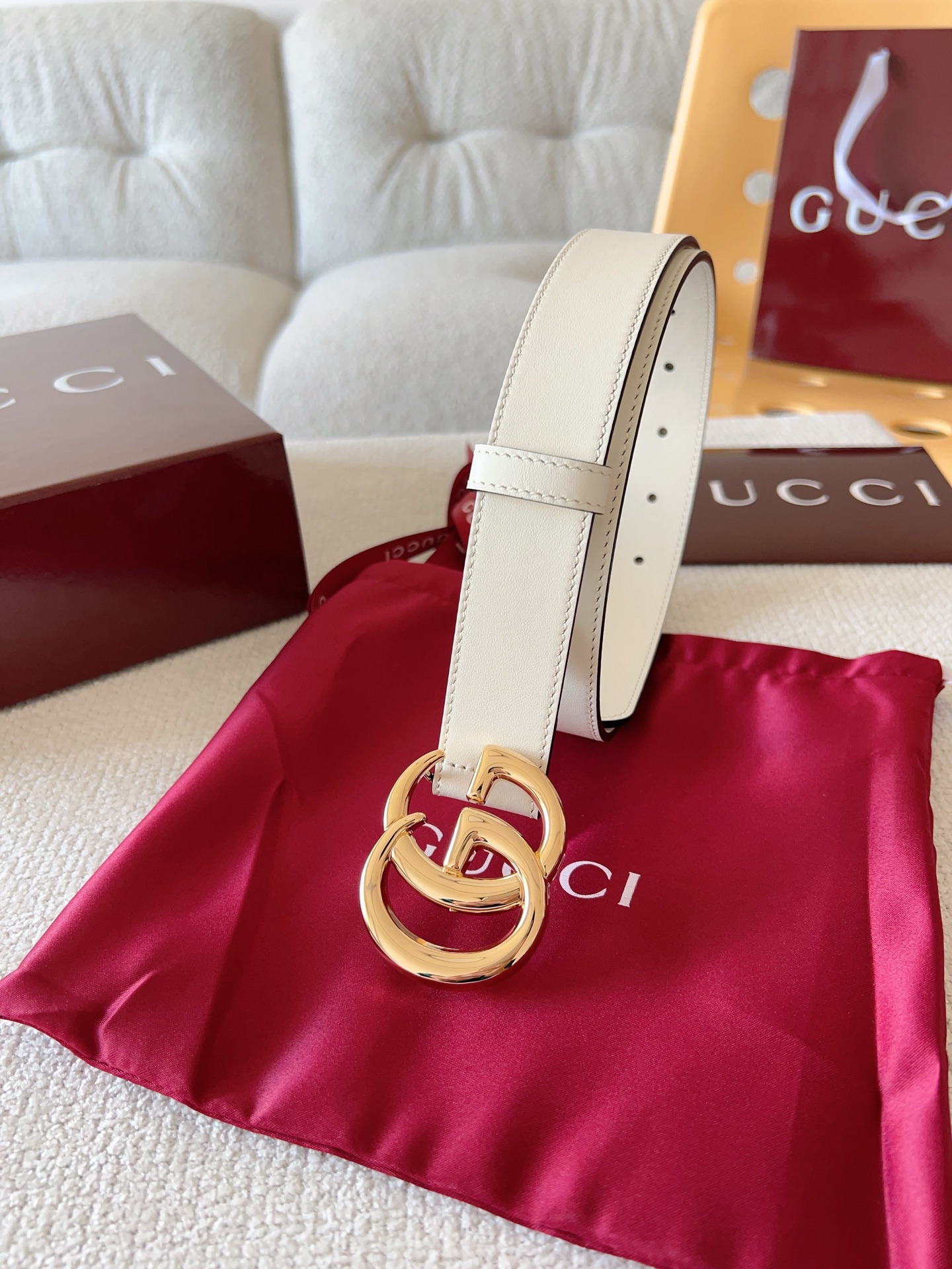 Gucci Female Leather Belt Cow Leather Gold 13514-m