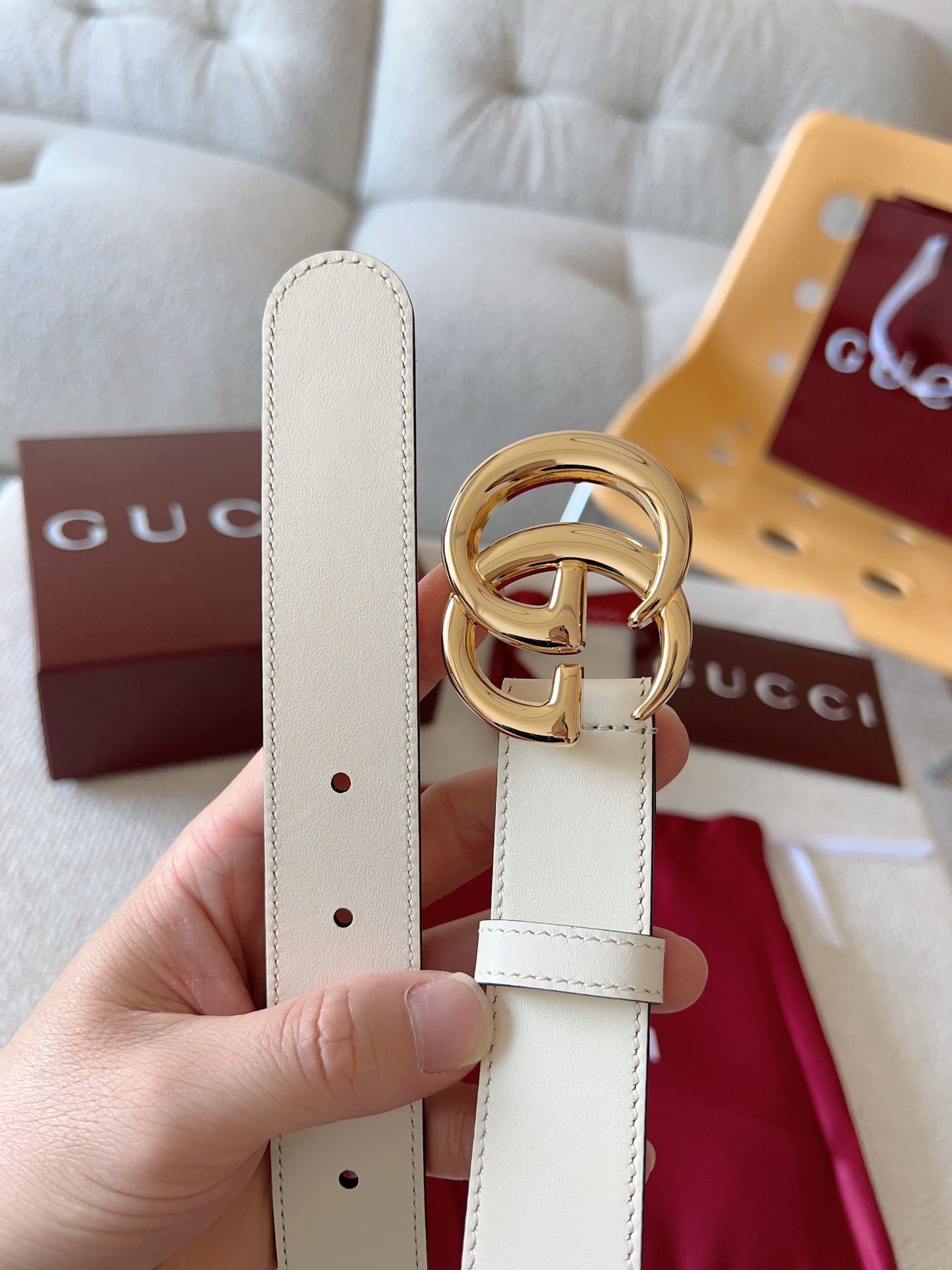 Gucci Female Leather Belt Cow Leather Gold 13514-m