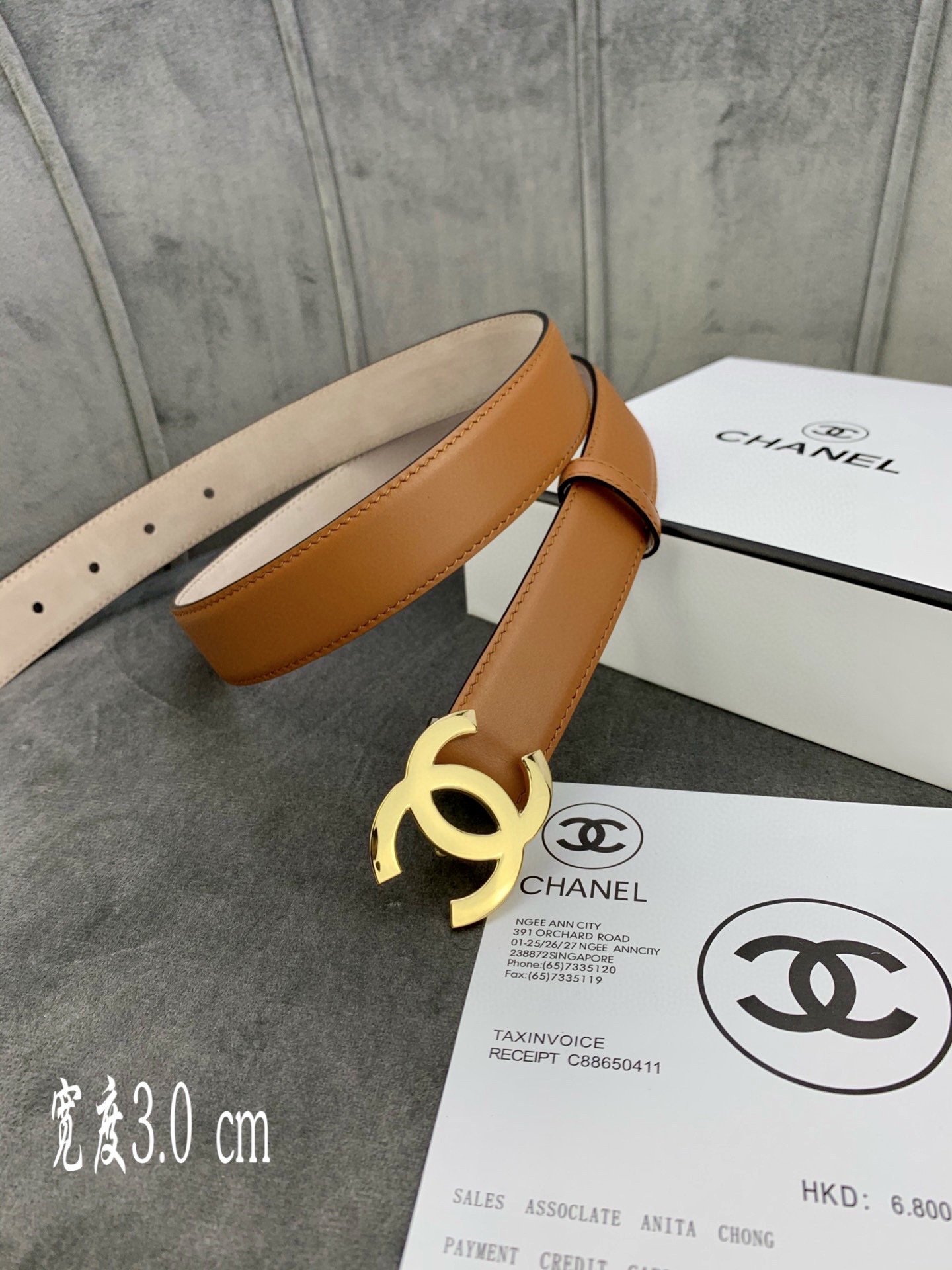 Chanel Female Leather Belt Cow Leather Silver M-l