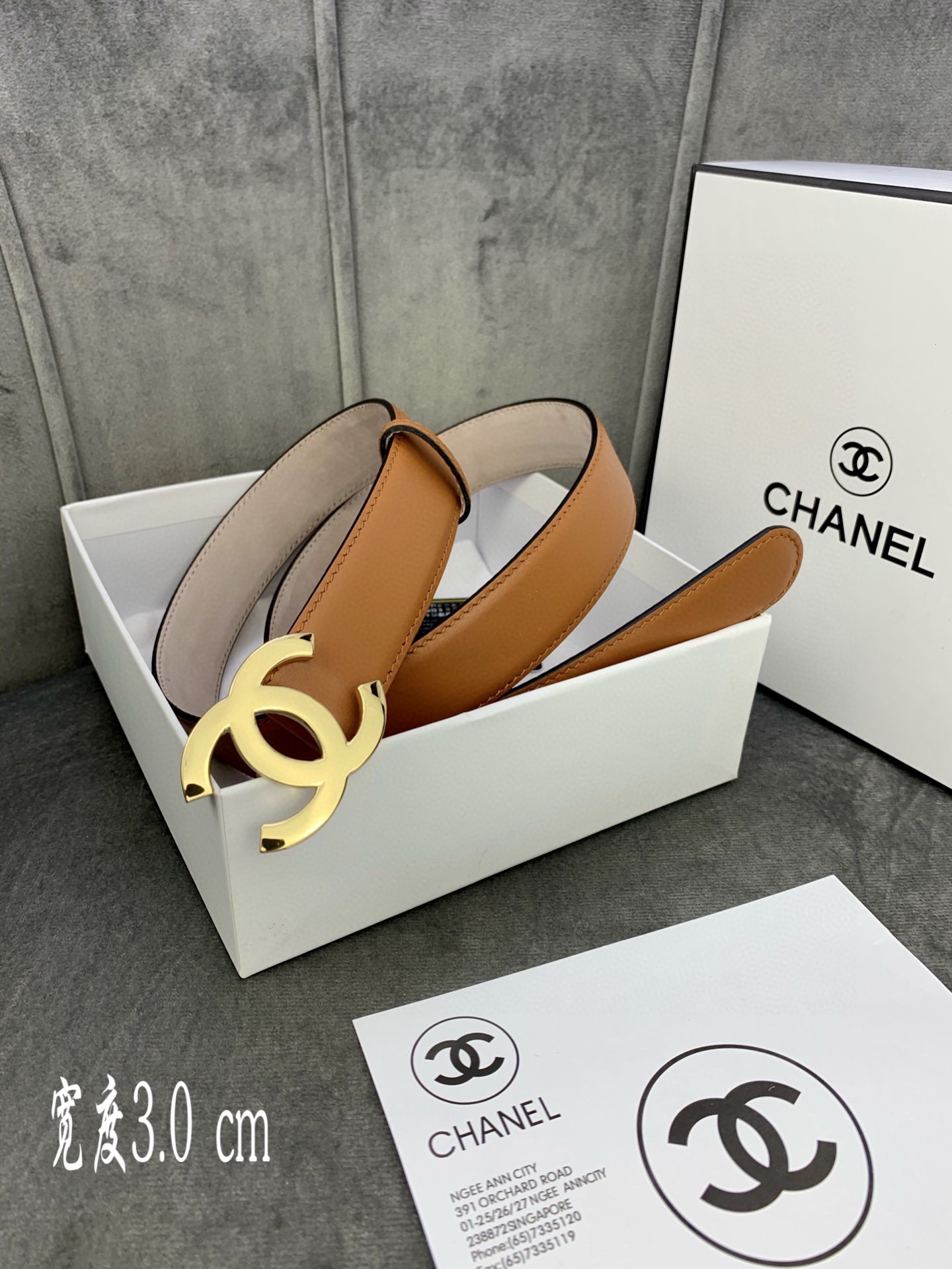 Chanel Female Leather Belt Cow Leather Silver M-l