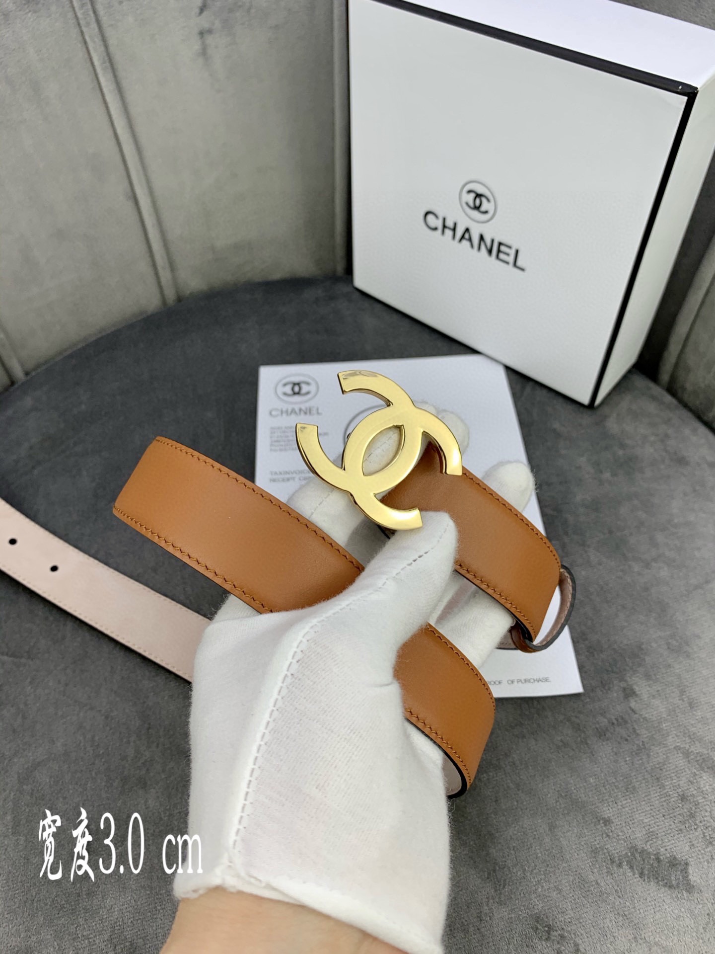 Chanel Female Leather Belt Cow Leather Silver M-l
