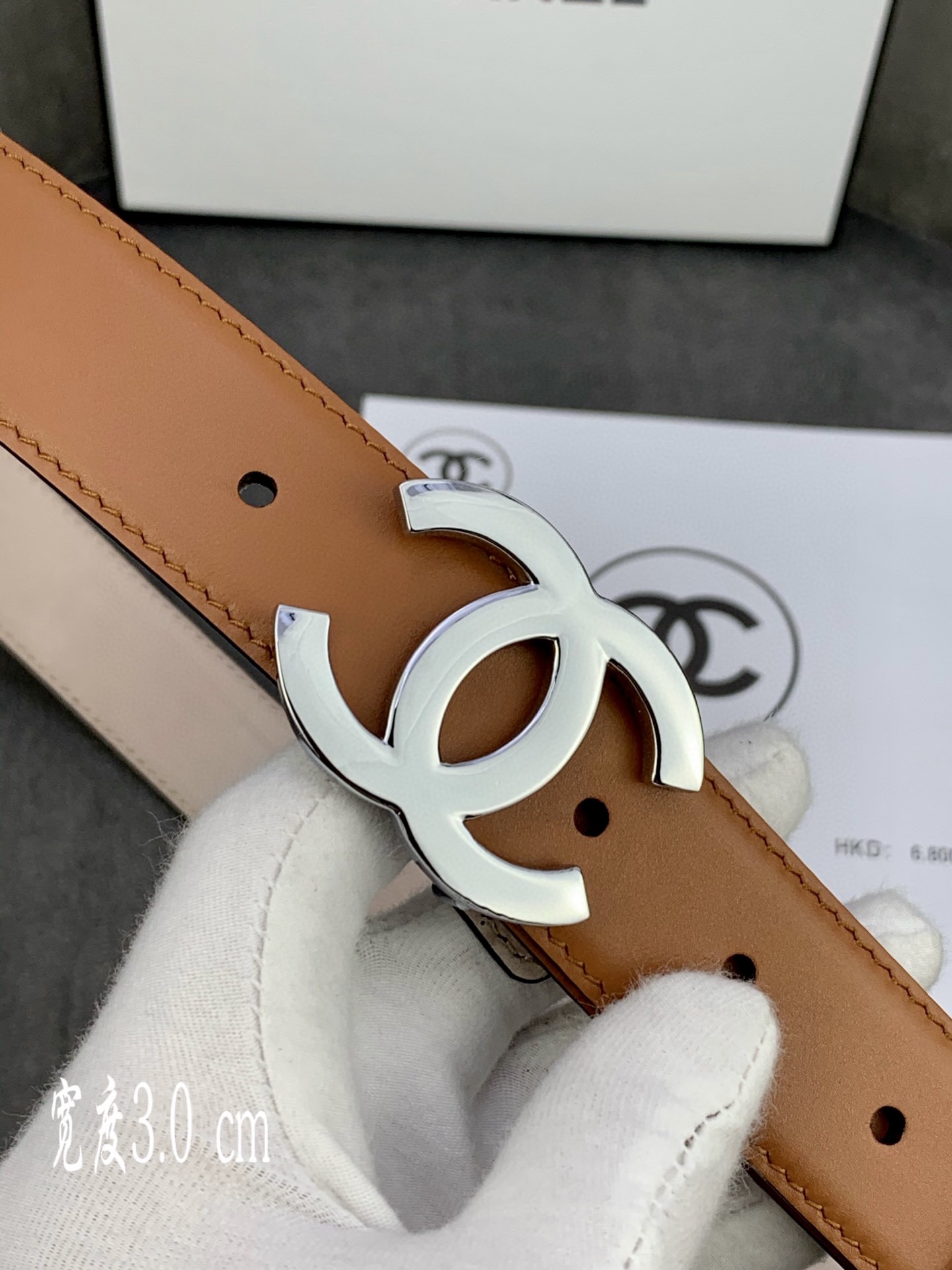 Chanel Female Leather Belt Cow Leather Silver M-l