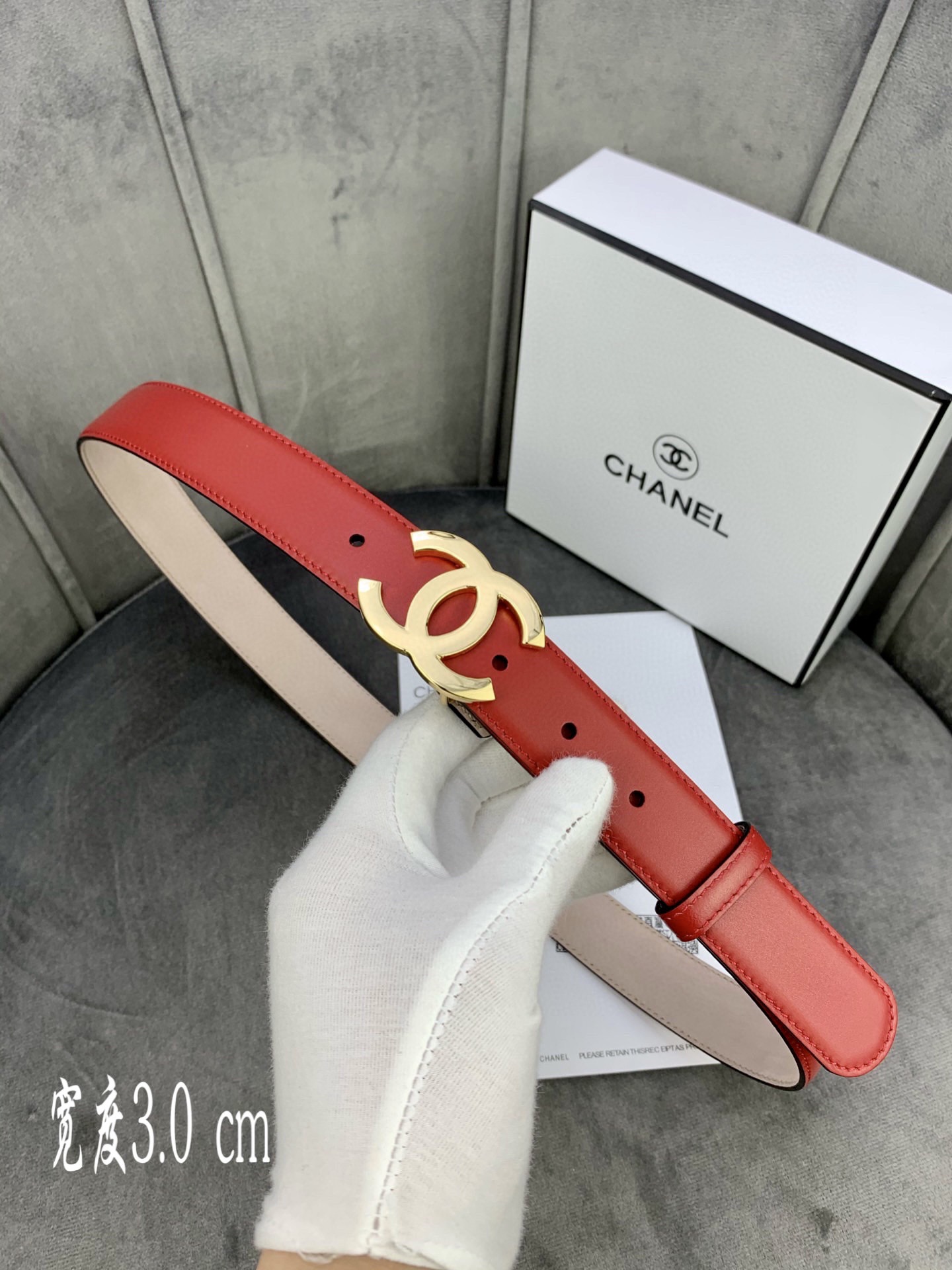 Chanel Female Leather Belt Cow Leather Silver M-l