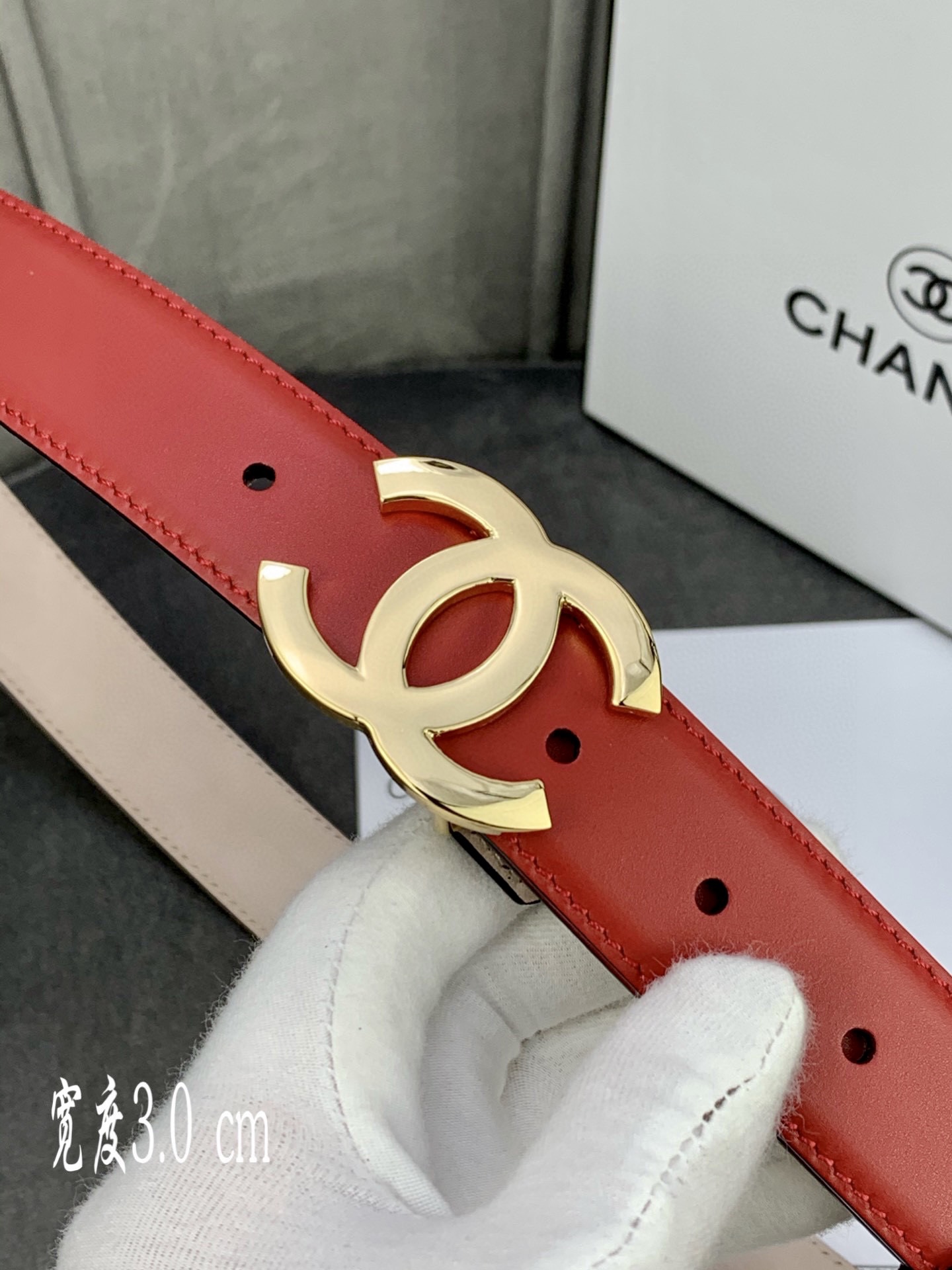 Chanel Female Leather Belt Cow Leather Silver M-l
