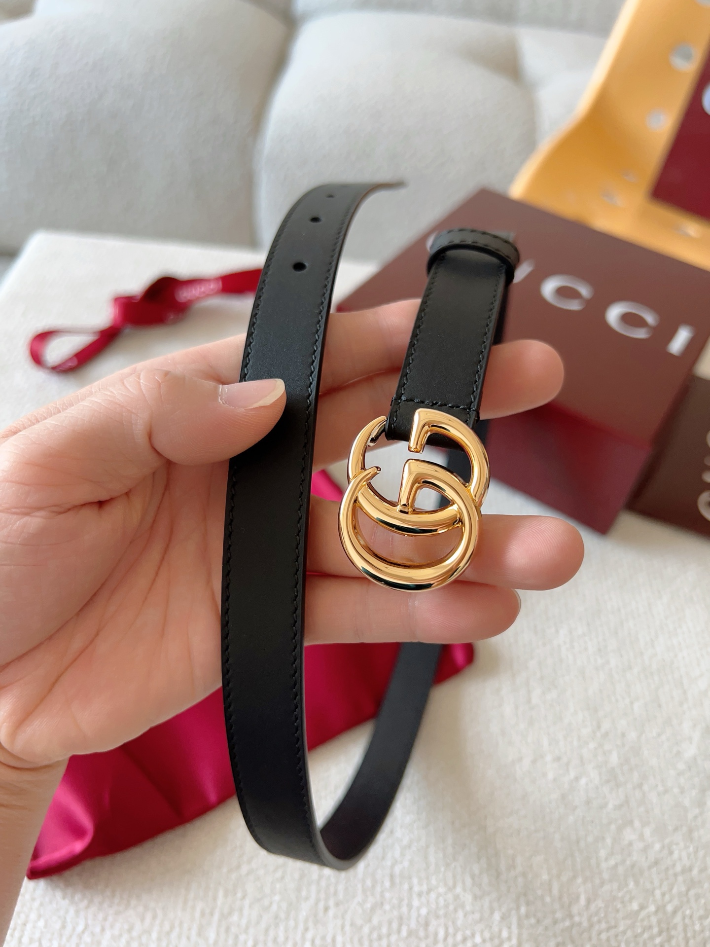 Gucci Female Leather Belt Cow Leather Gold M