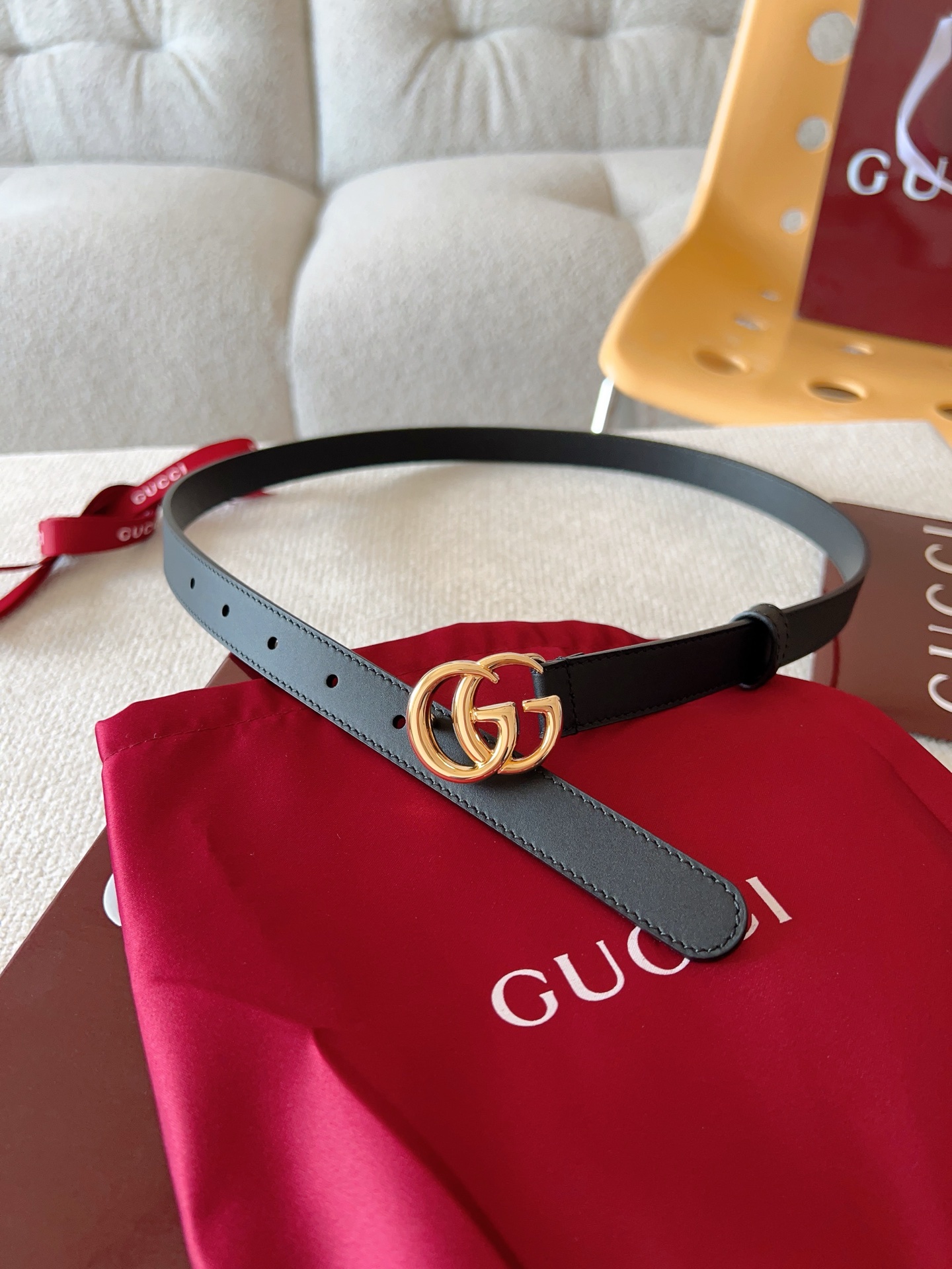 Gucci Female Leather Belt Cow Leather Gold M