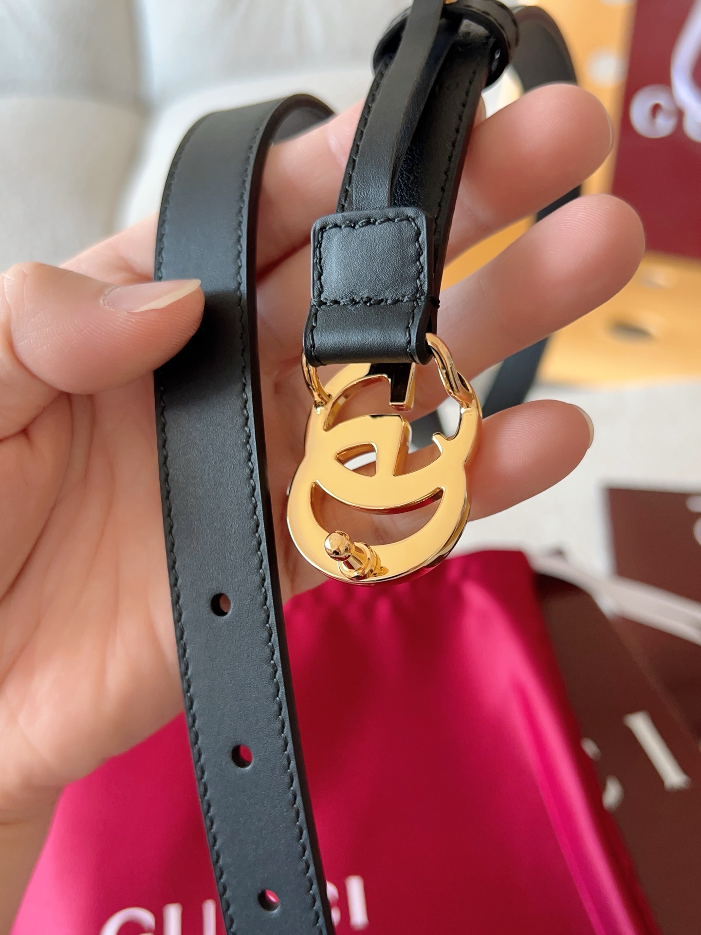 Gucci Female Leather Belt Cow Leather Gold M