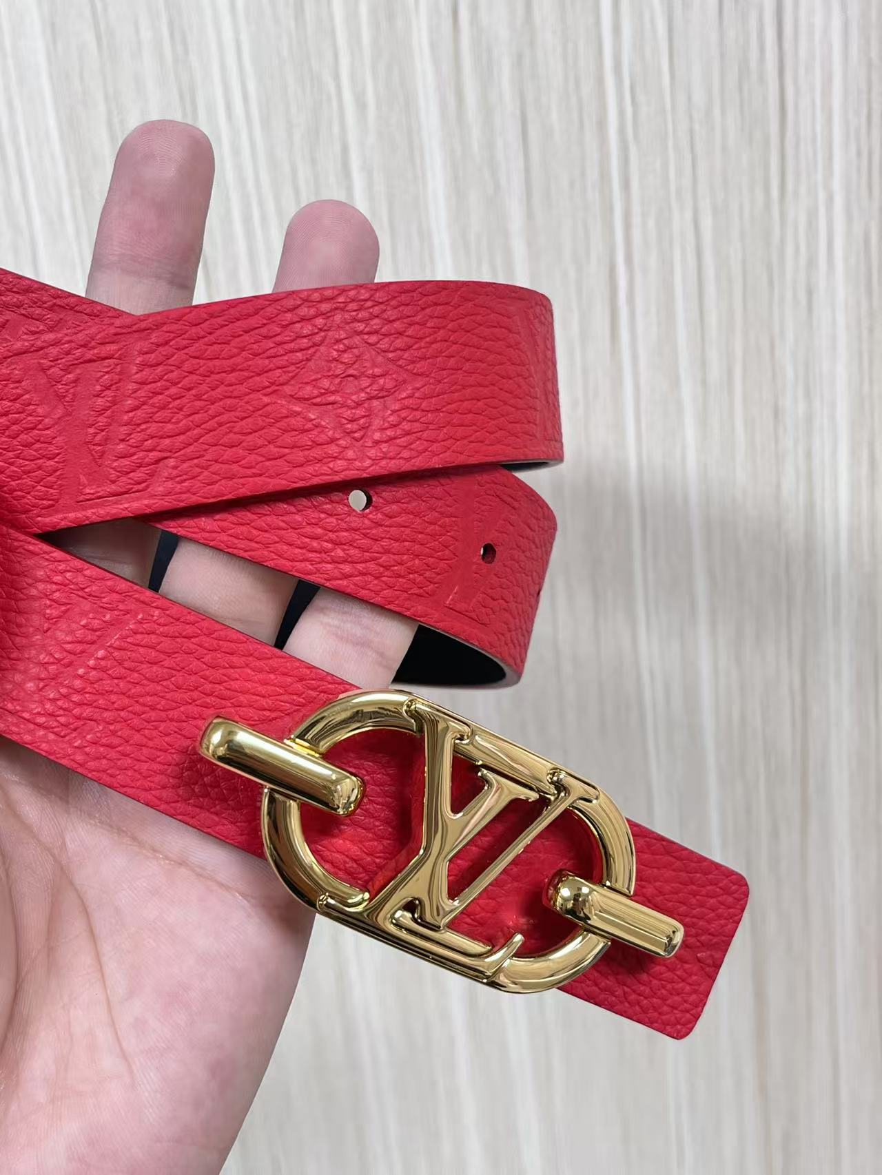 Female Basic Belt Cow Leather Red