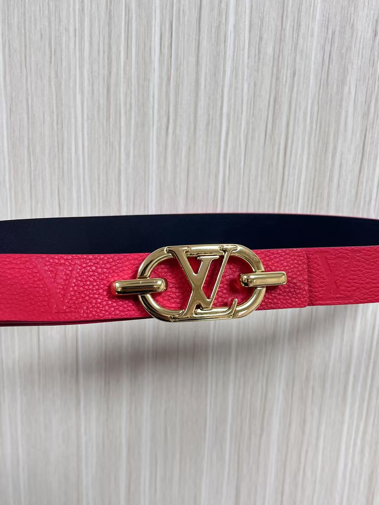 Female Basic Belt Cow Leather Red