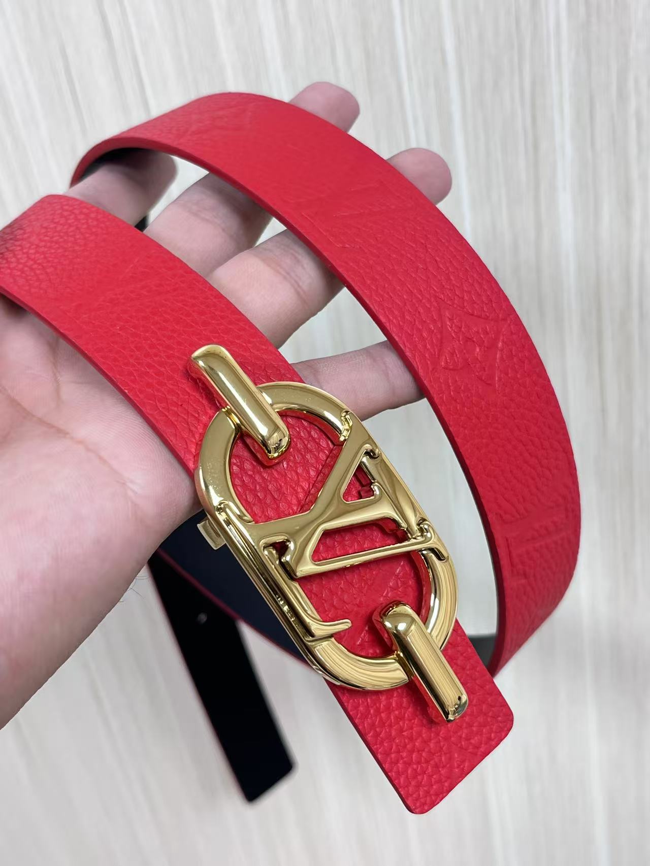 Female Basic Belt Cow Leather Red