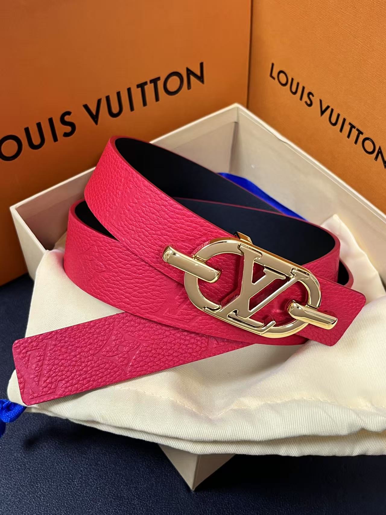 Female Basic Belt Cow Leather Red