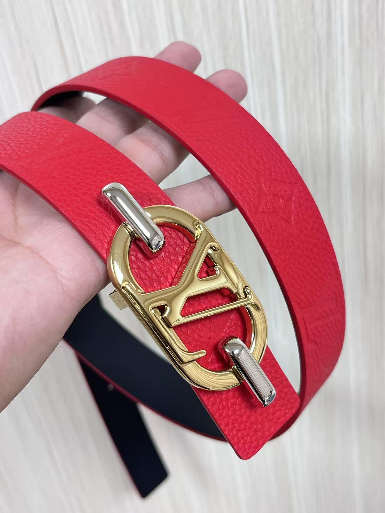 Female Basic Belt Cow Leather Red