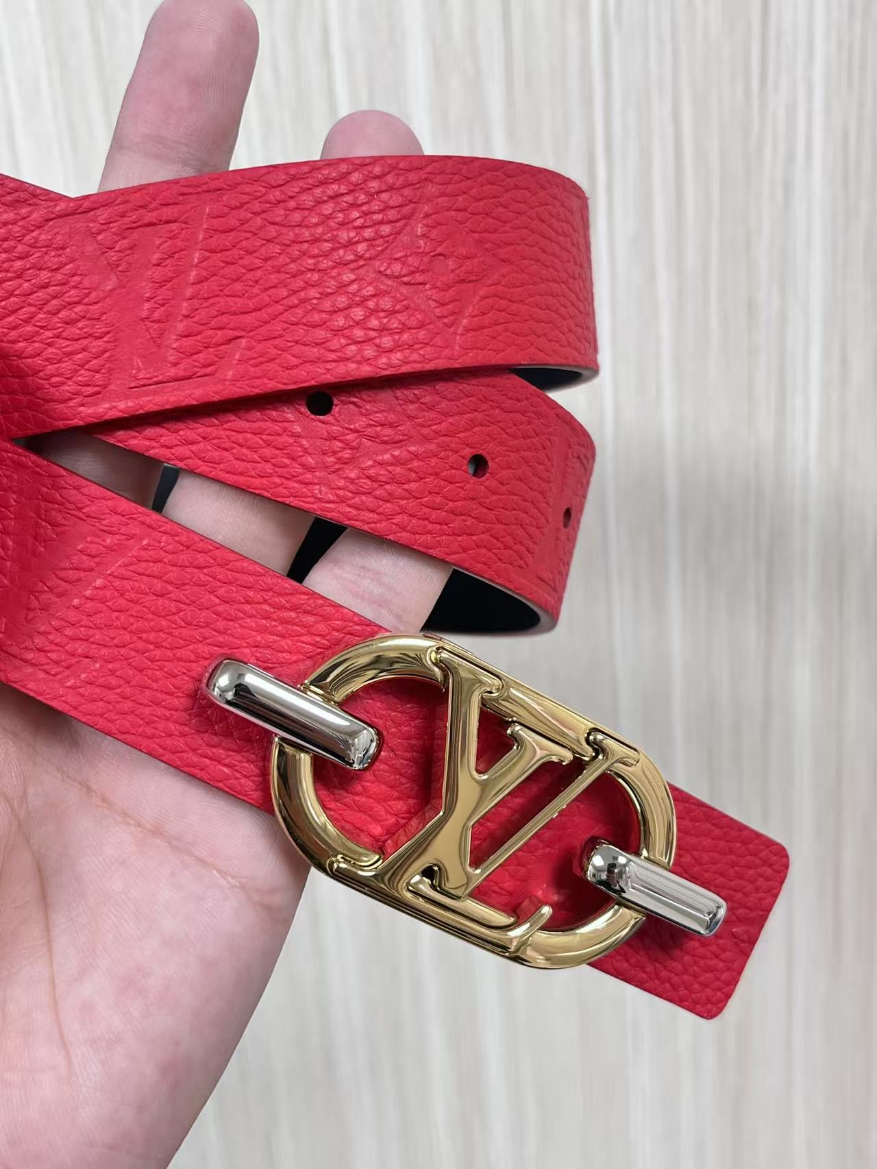 Female Basic Belt Cow Leather Red