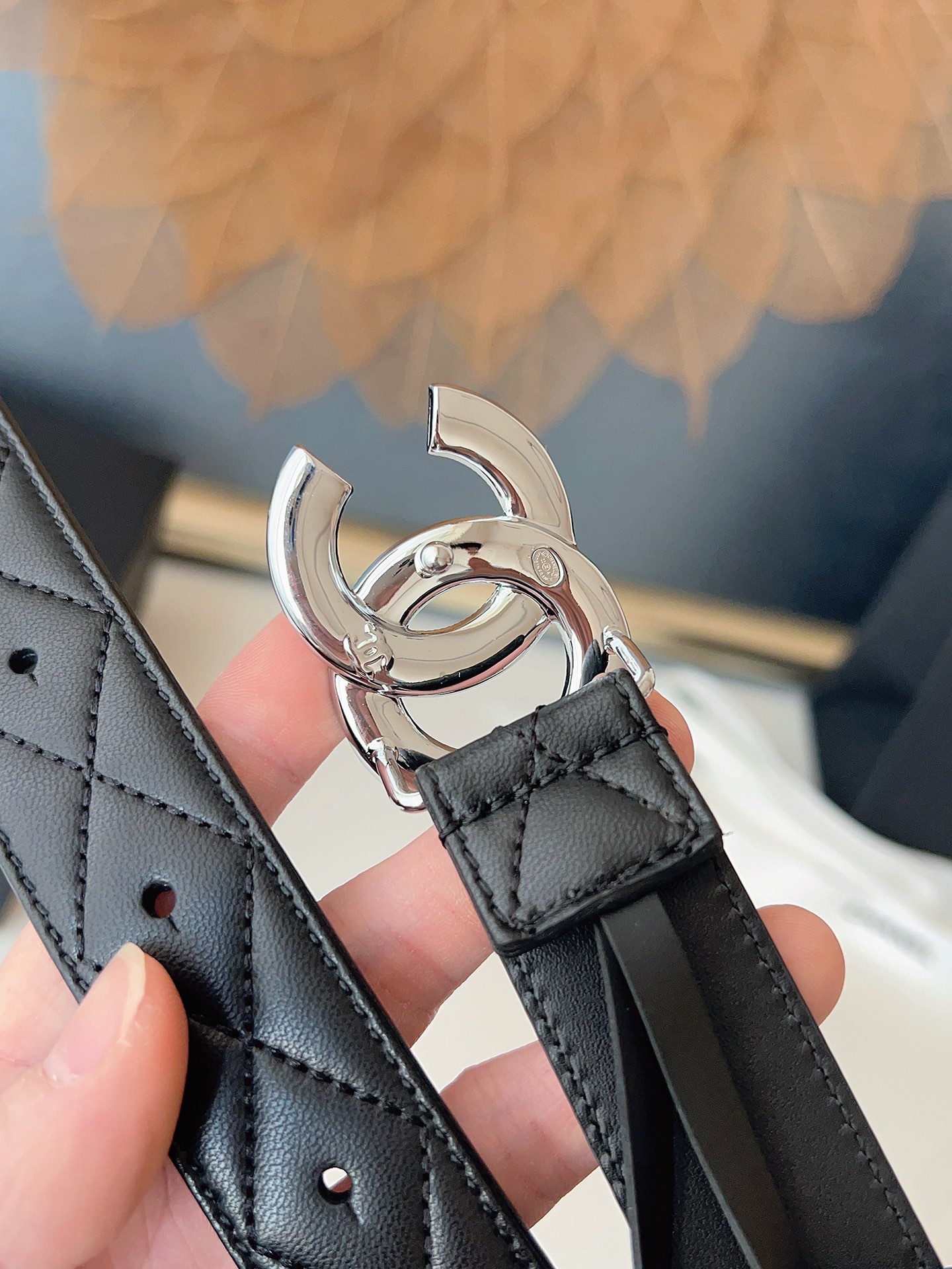 Female Leather Belt Sheepskin Gold M-l
