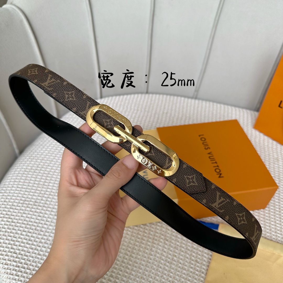 Louis Vuitton Female Basic Belt Cow Leather 25mm-l