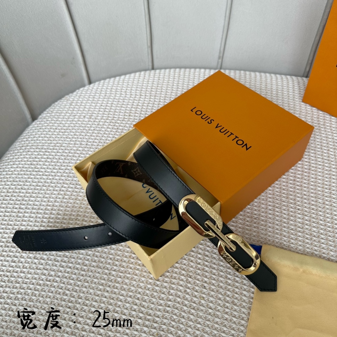 Louis Vuitton Female Basic Belt Cow Leather 25mm-l