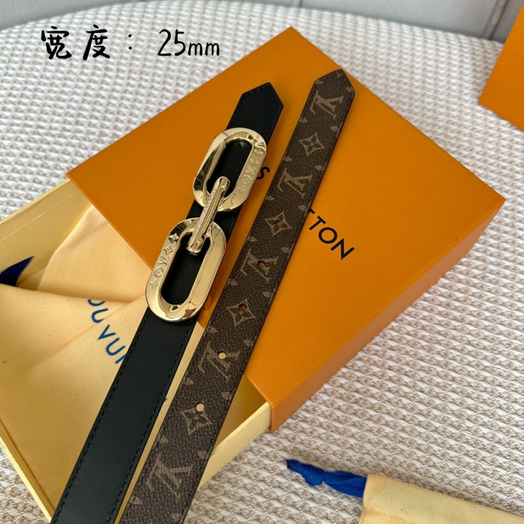Louis Vuitton Female Basic Belt Cow Leather 25mm-l