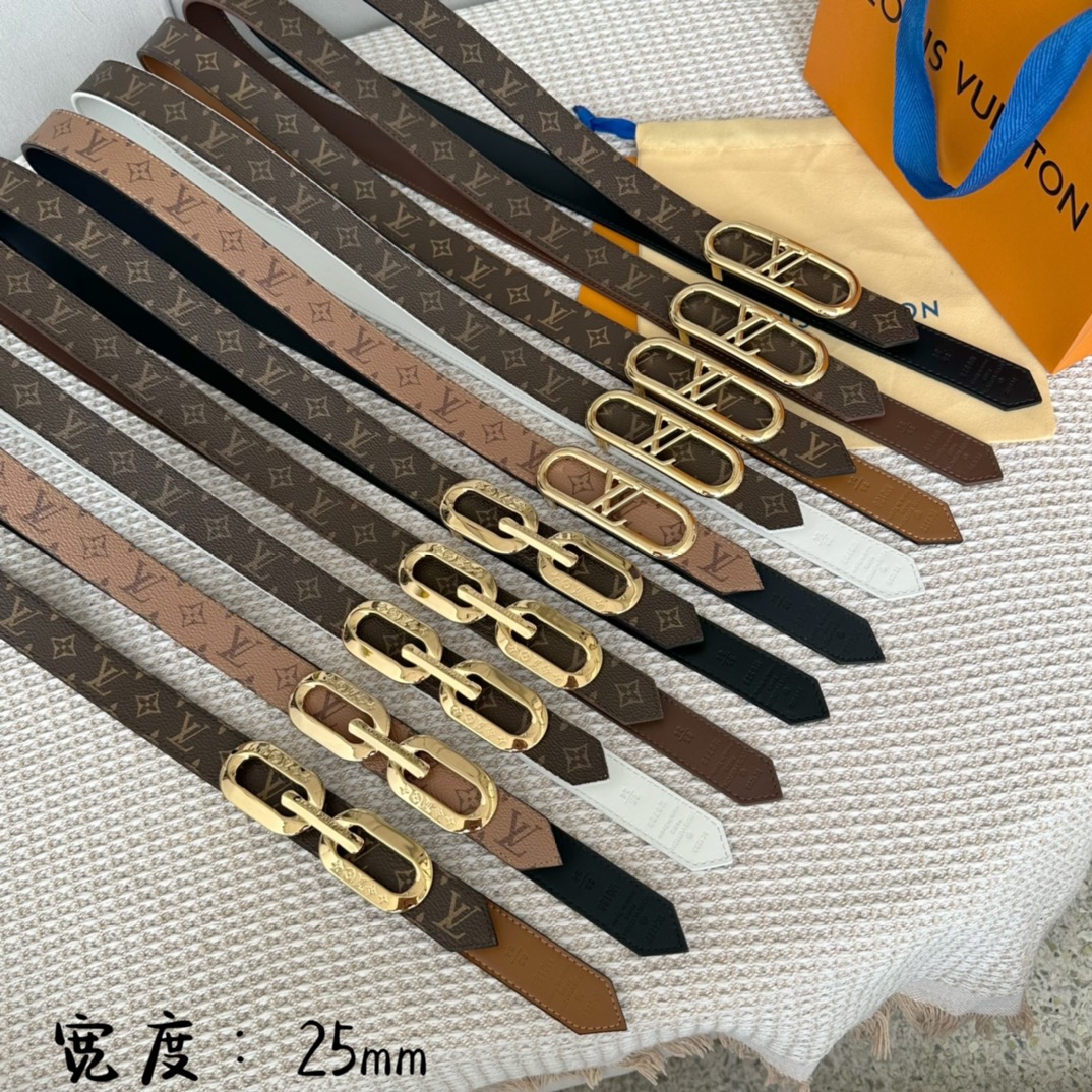 Louis Vuitton Female Basic Belt Cow Leather 25mm-l
