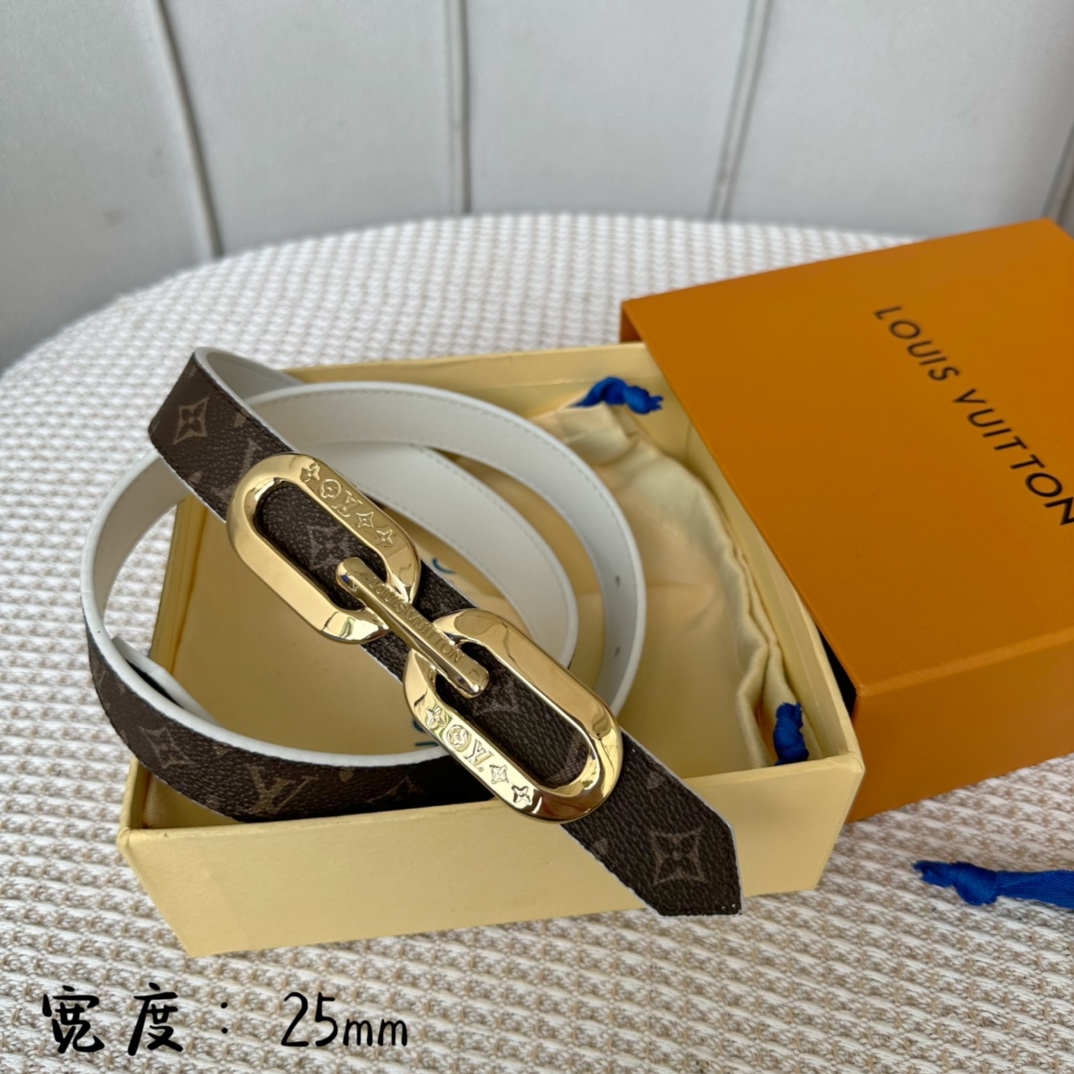 Louis Vuitton Female Basic Belt Cow Leather 25mm-l