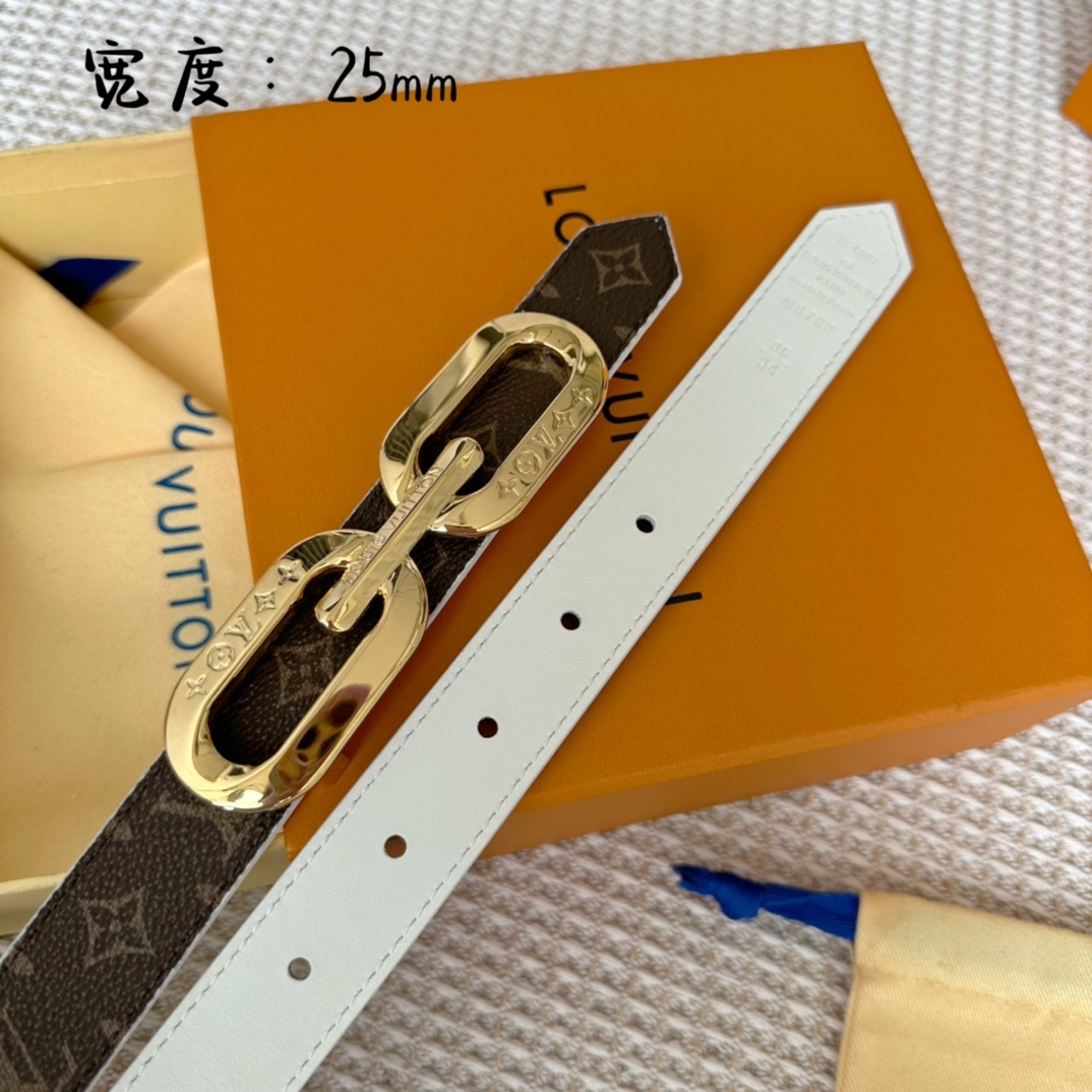 Louis Vuitton Female Basic Belt Cow Leather 25mm-l