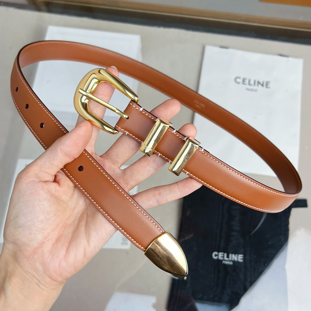 Celine Female Basic Belt Cow Leather Brown S-l
